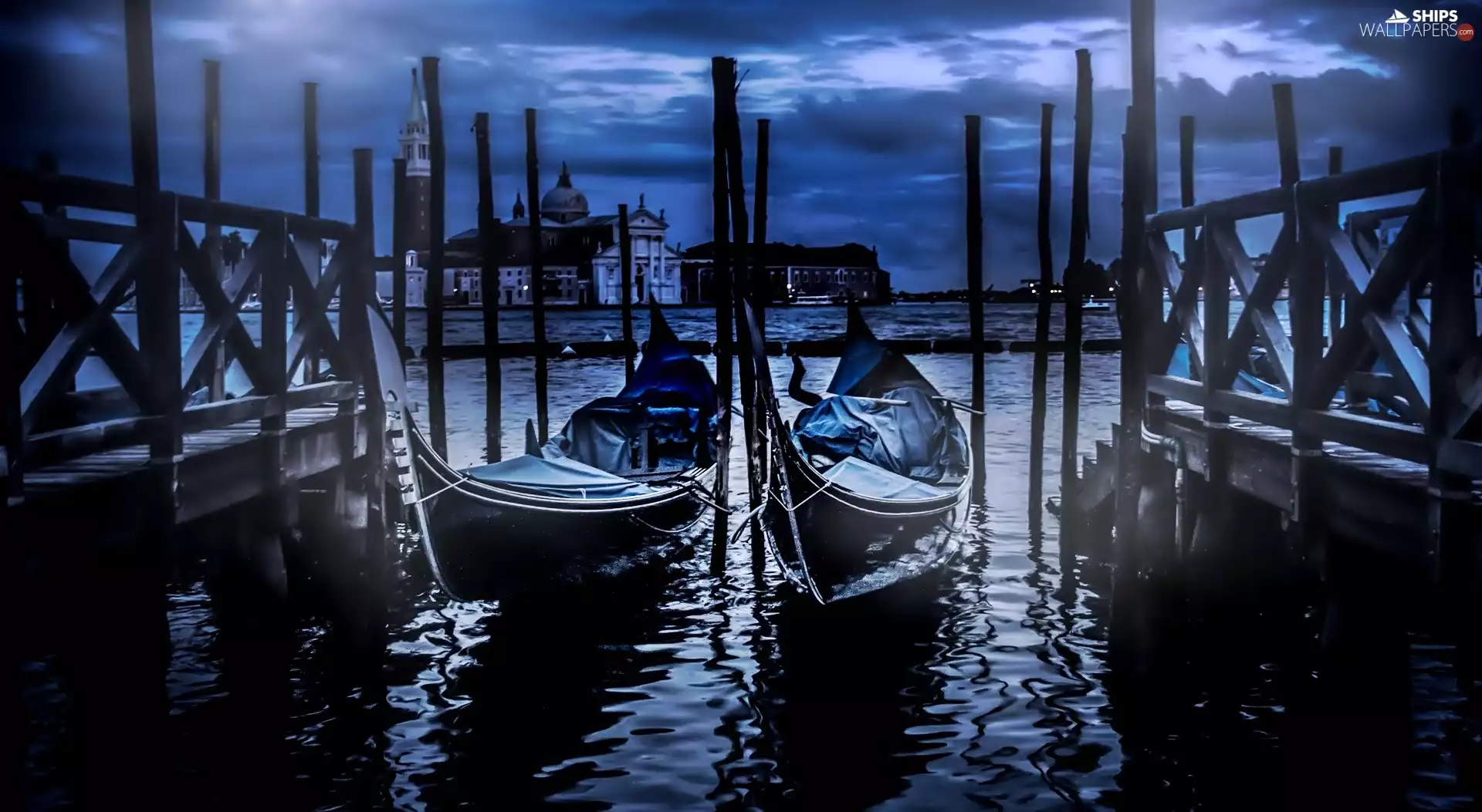 Night, Venice, Gondolas