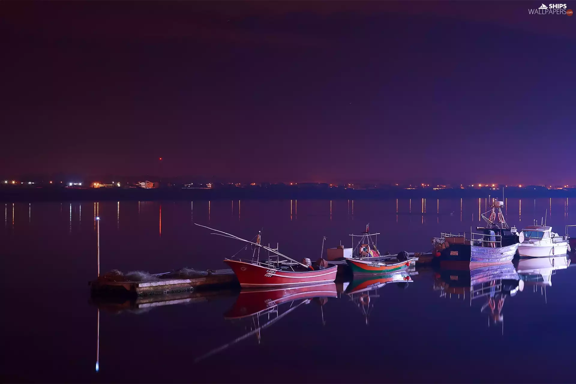 Gulf, boats, port, Night