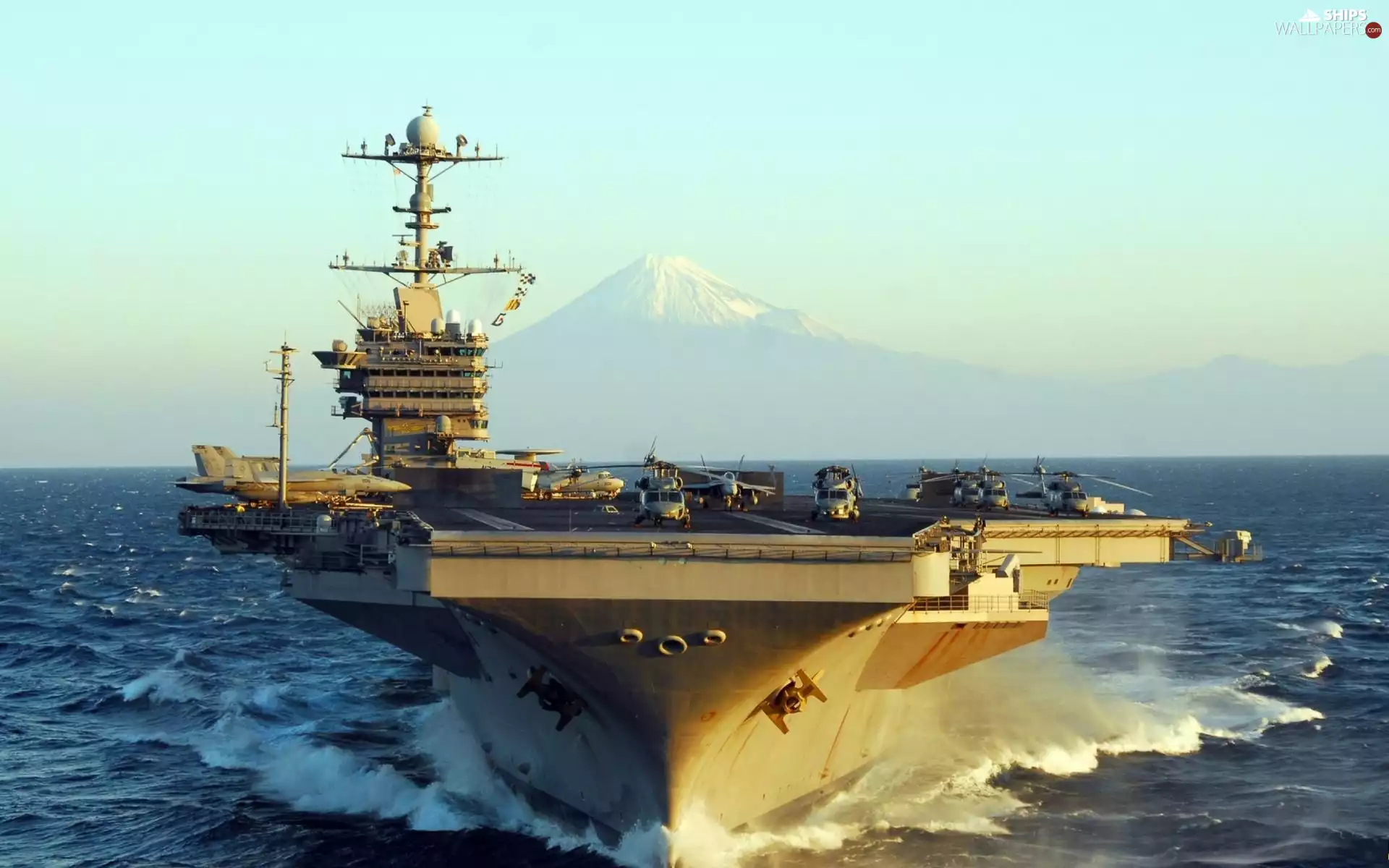 Fuji, Japan, Planes, Ocean, aircraft carrier