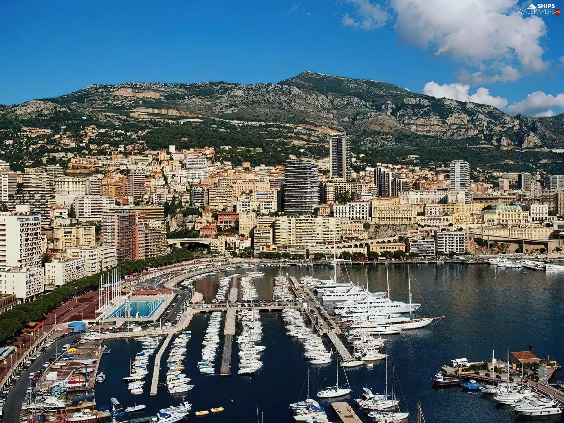 Monaco, town, port, panorama