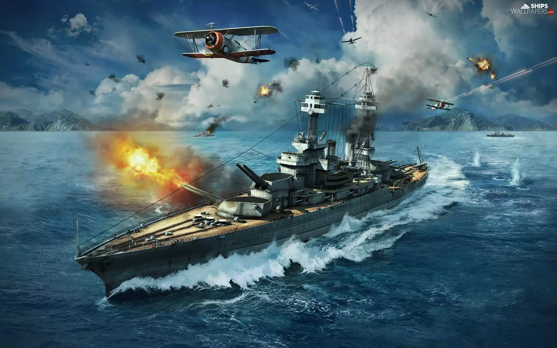 sea, Planes, Big Fire, Ship