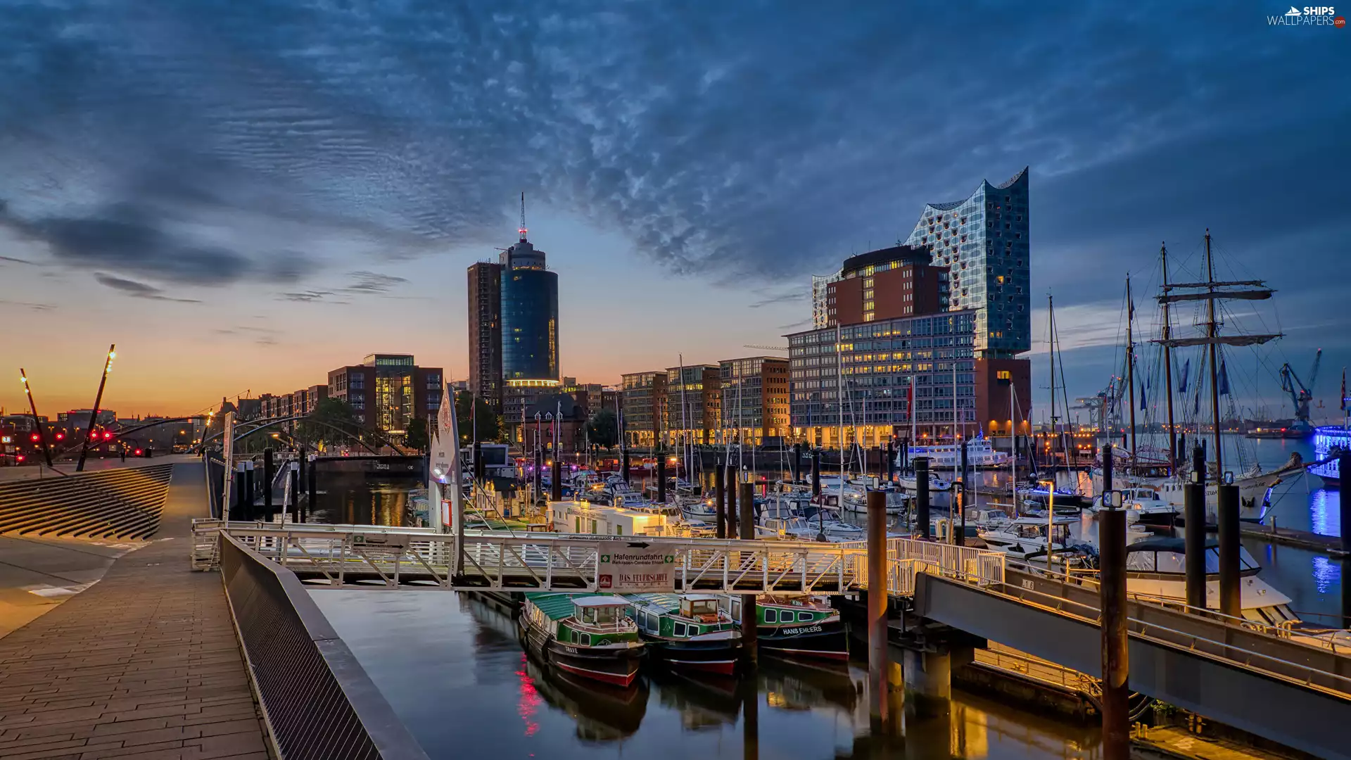 boats, Hamburg, Harbour, port, Germany, vessels, Houses