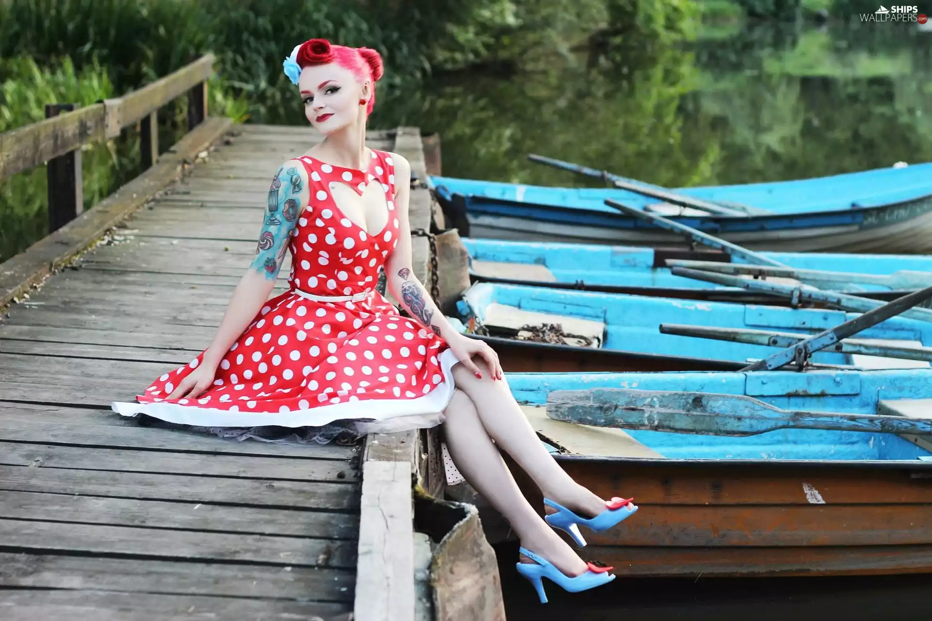 Women, Hair, Boat, Red