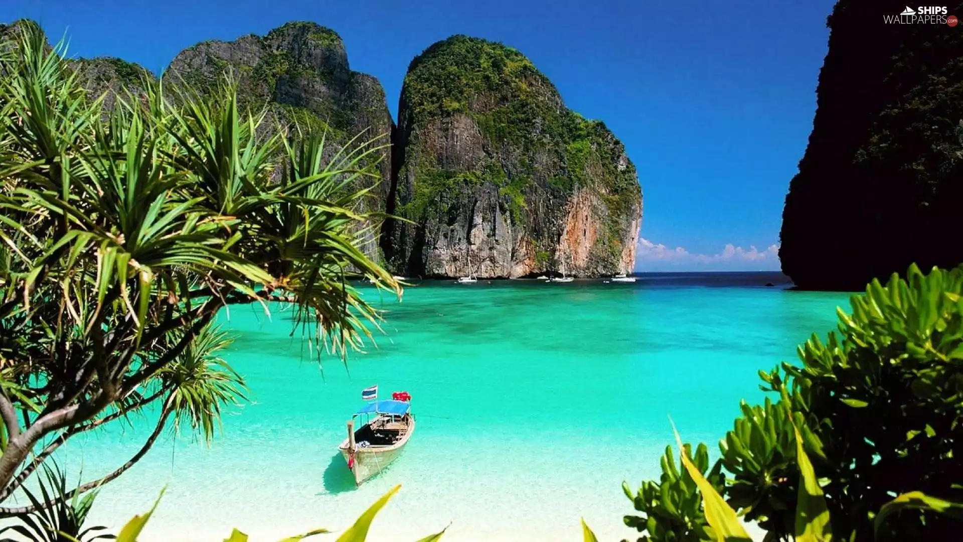 sea, boats, Thailand, rocks