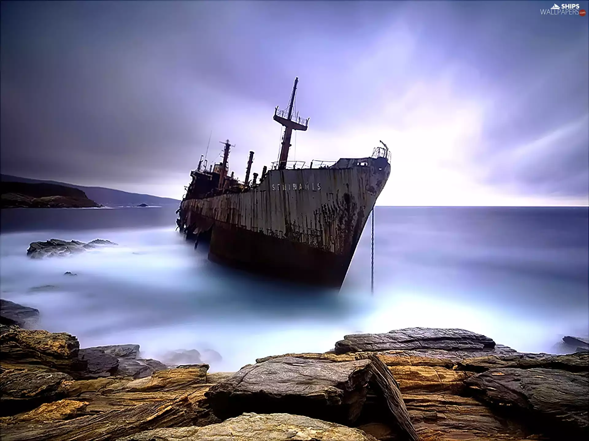 rocks, wreck, ship
