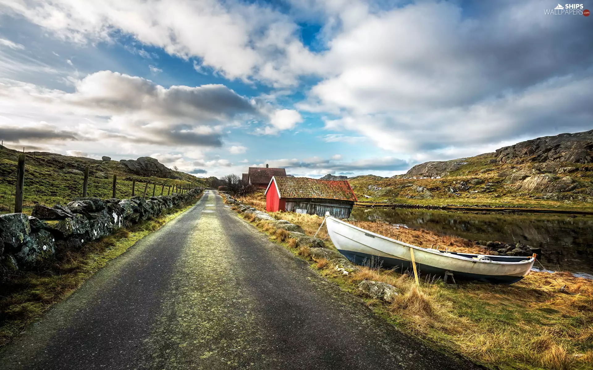 Way, Norway, bath-tub, Houses, River, Region Rogaland