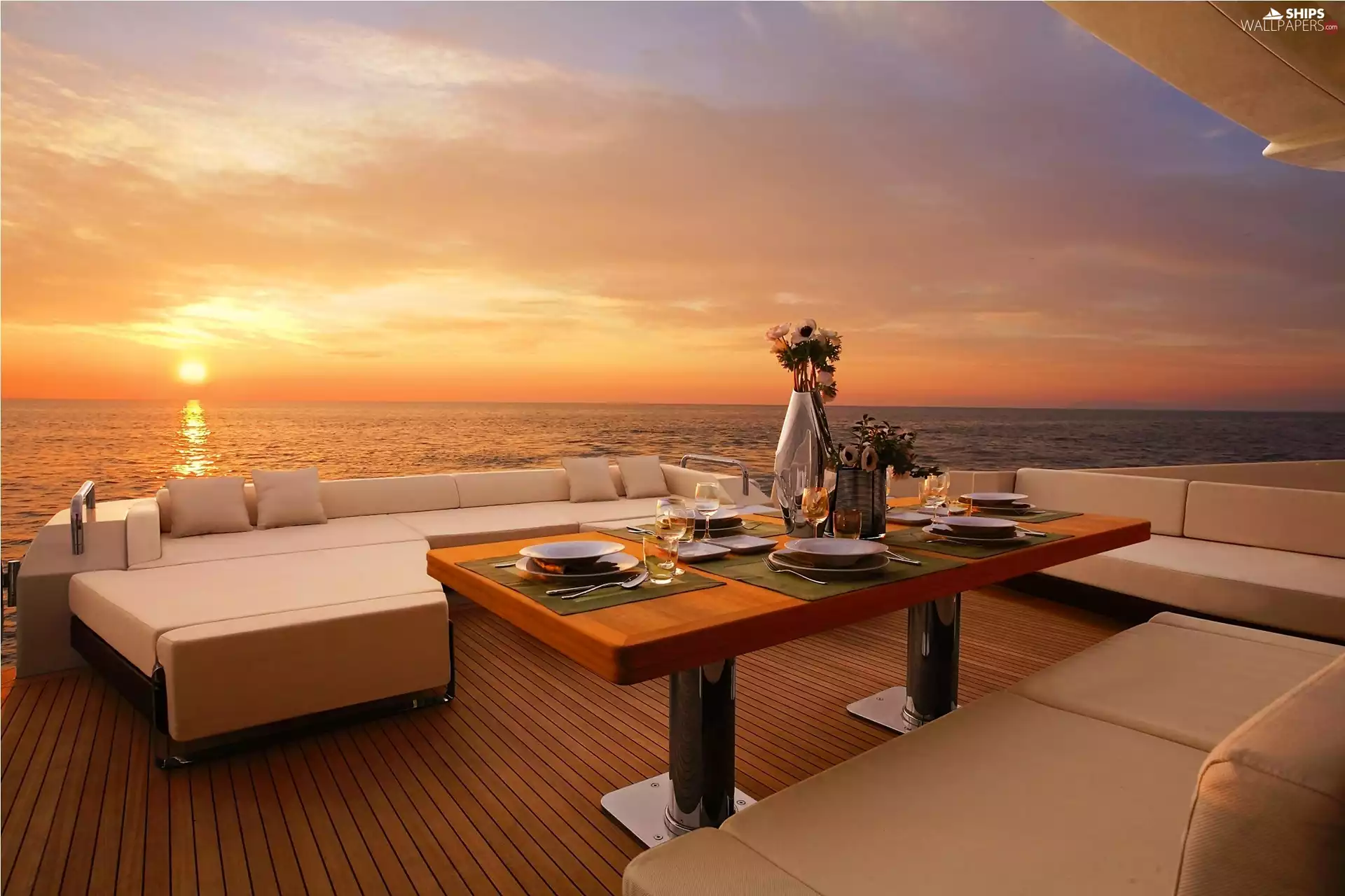 Yacht, Great Sunsets, Romantic, evening, terrace, Ocean