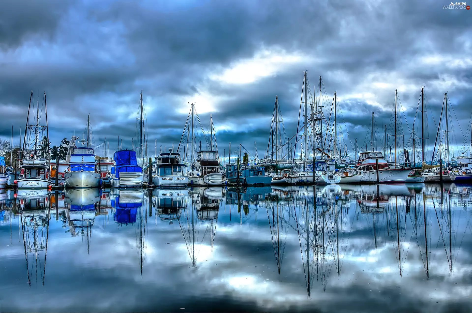 sailboats, port, motorboat