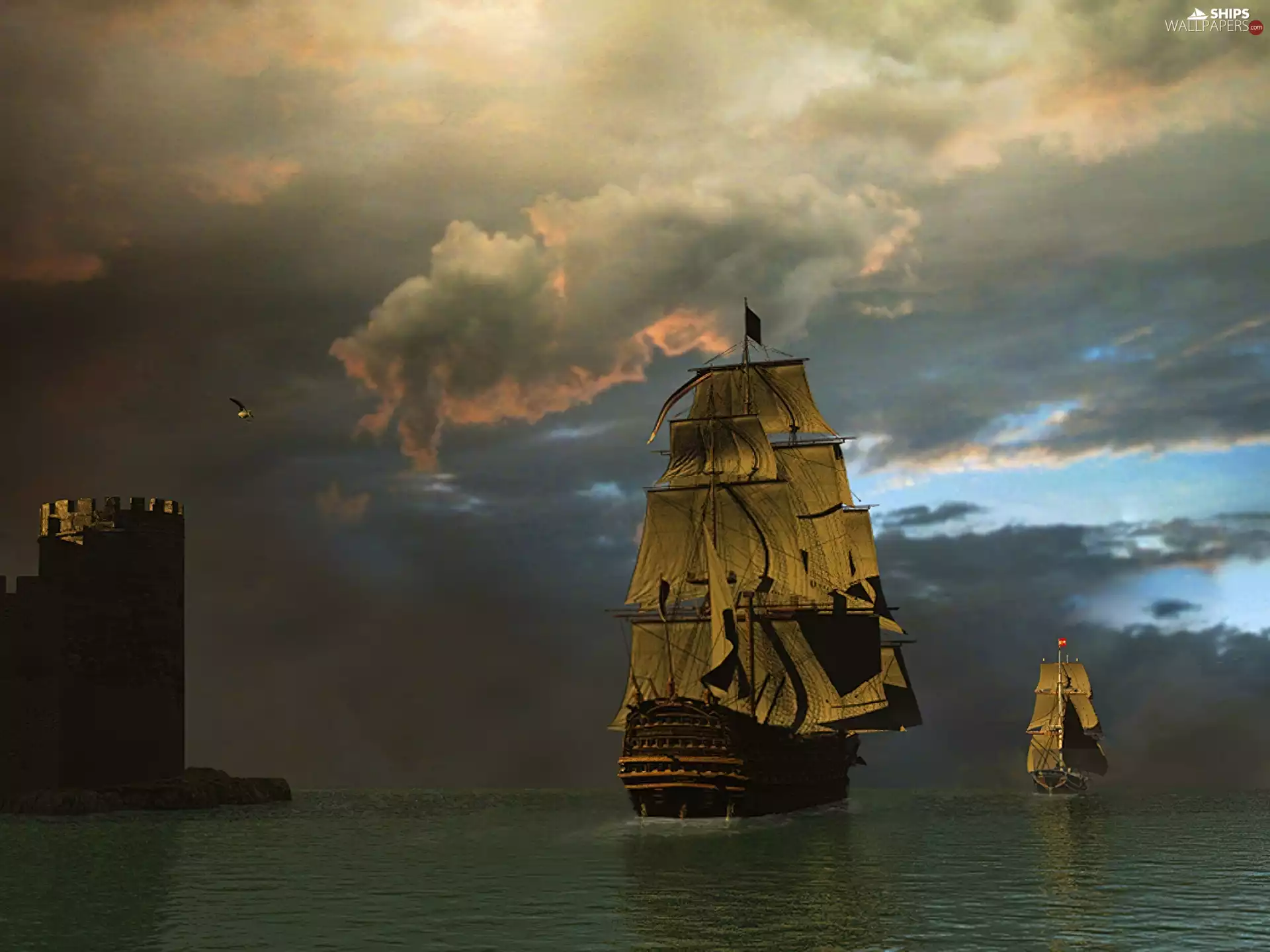 sailing vessel, tower