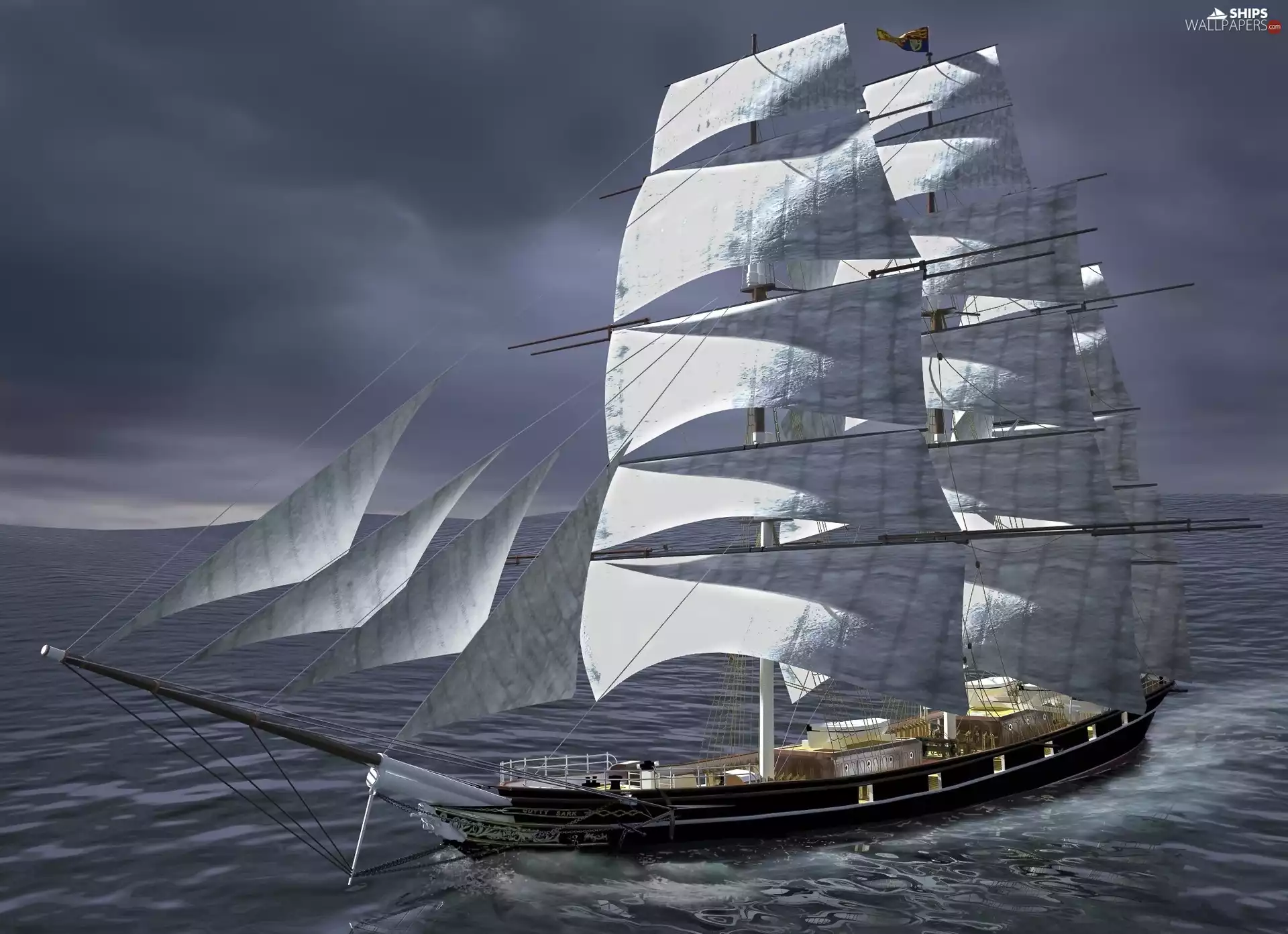 3D, sailing vessel, sea