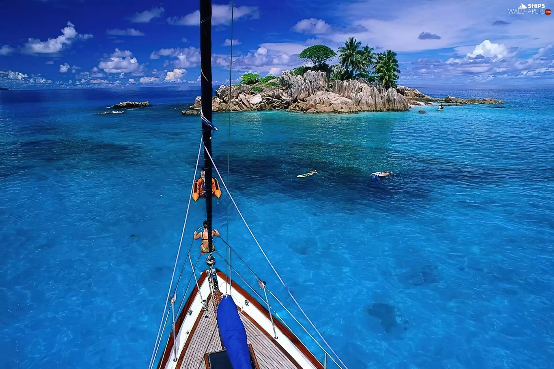 Island, Sky, Yacht, sea