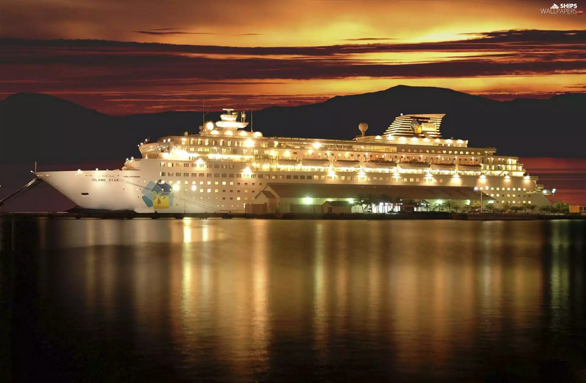 reflection, sea, passenger, Night, Ship