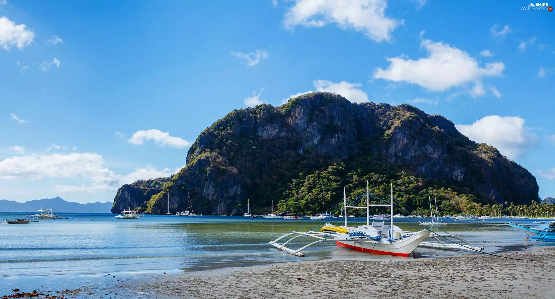 Philippines, rocks, boats, sea
