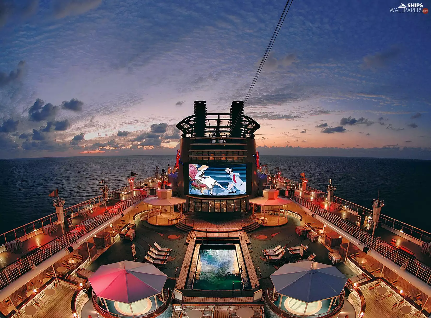 screen, deck chair, sea, Pool, Ship