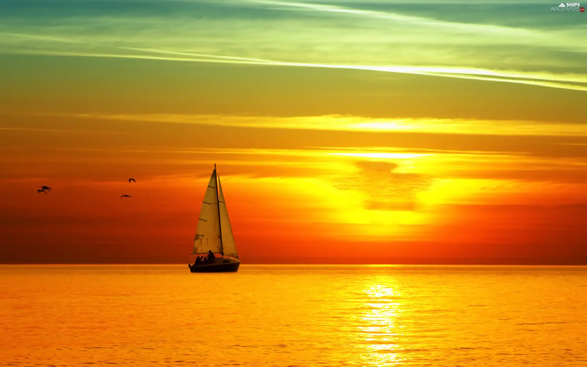 Great Sunsets Yacht Sea Ships Wallpapers 2560x1600