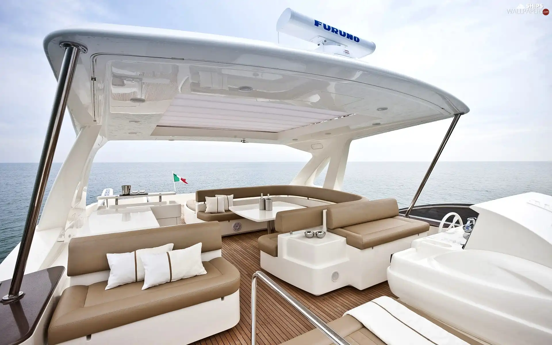 White, deck, sea, Yacht