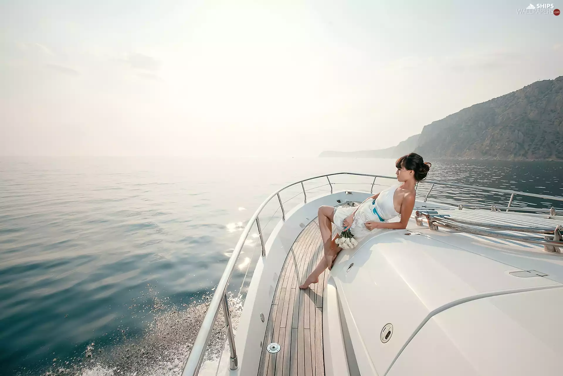 Yacht, holiday, Women, sea
