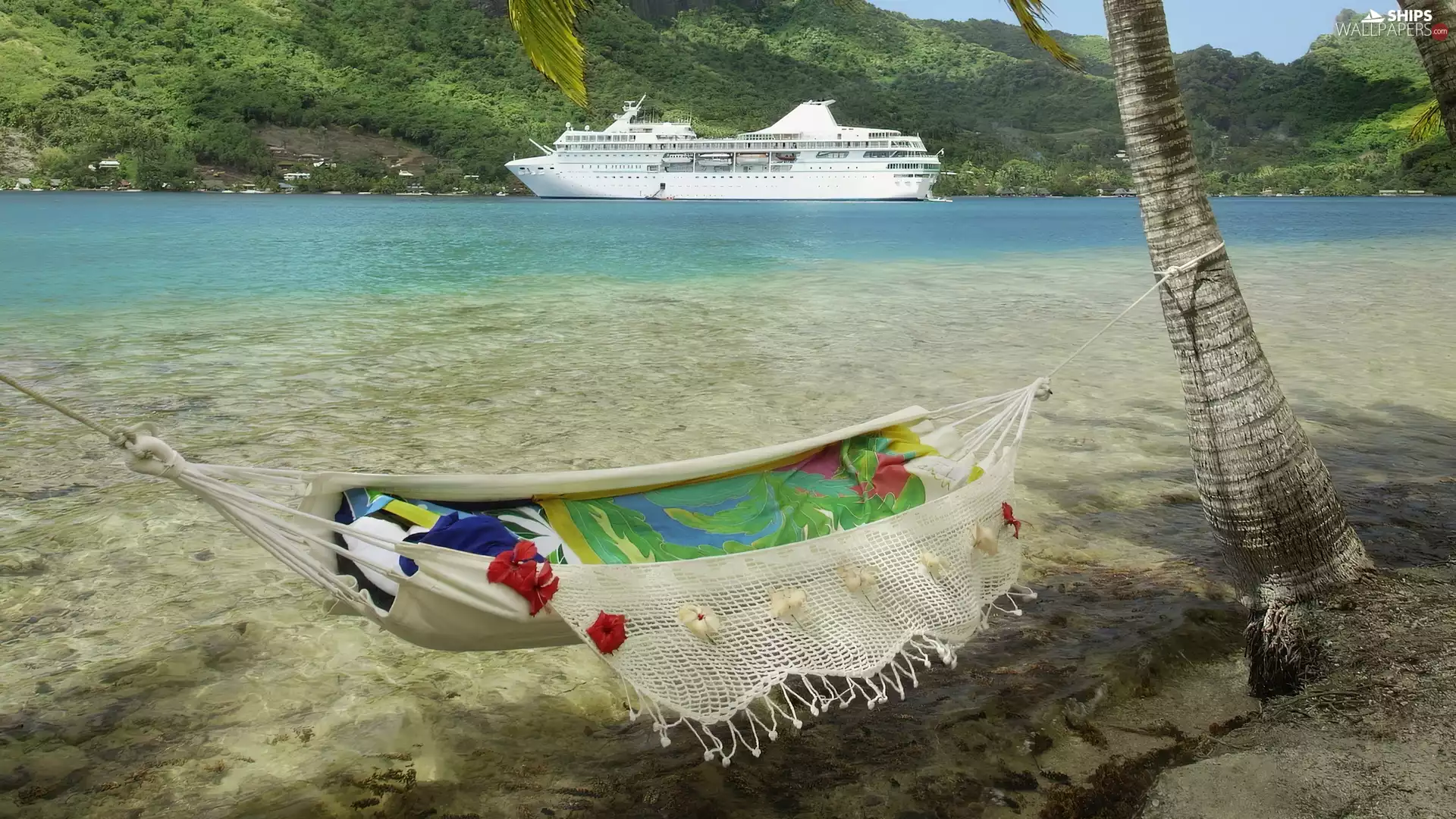 Hammock, sea, summer, Ship