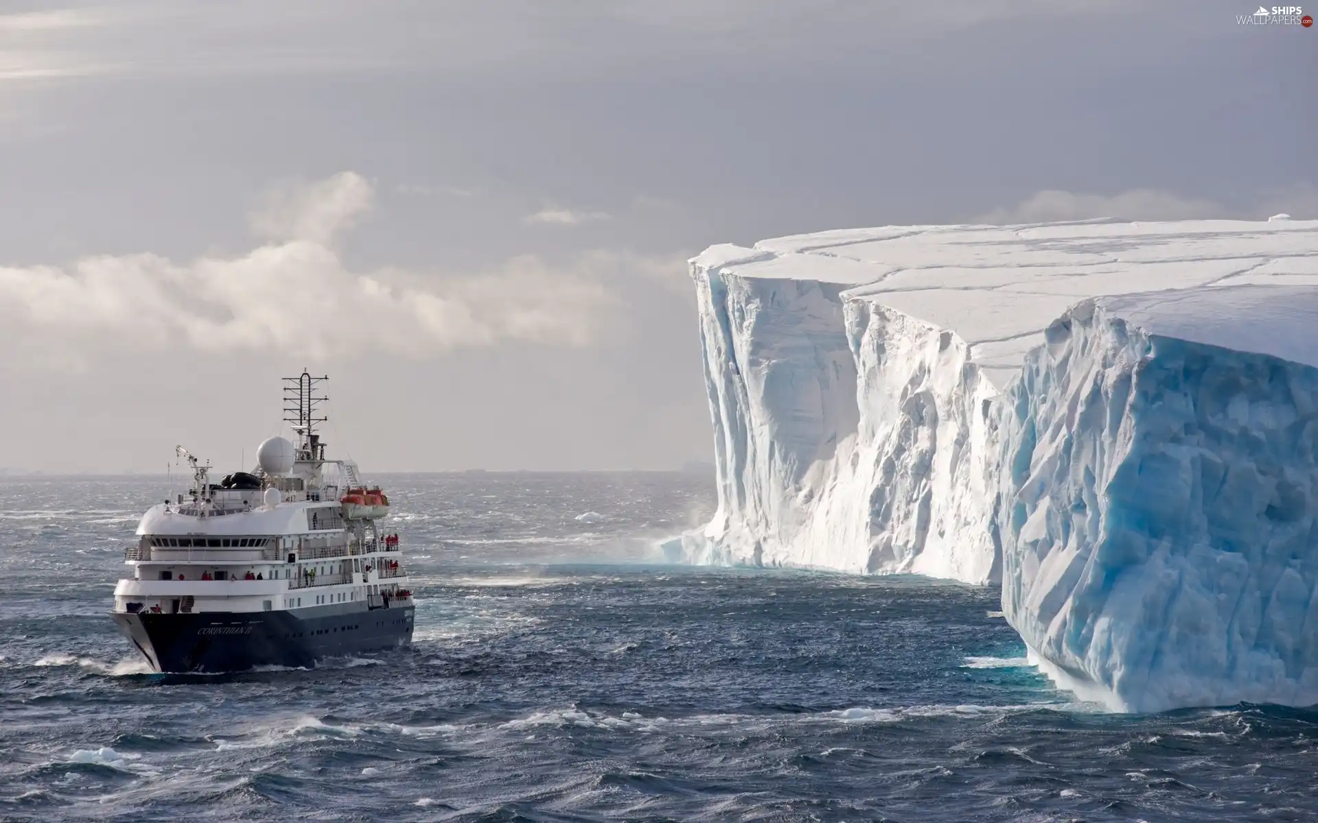 Ship, passenger, Mountains, ice, Antarctica
