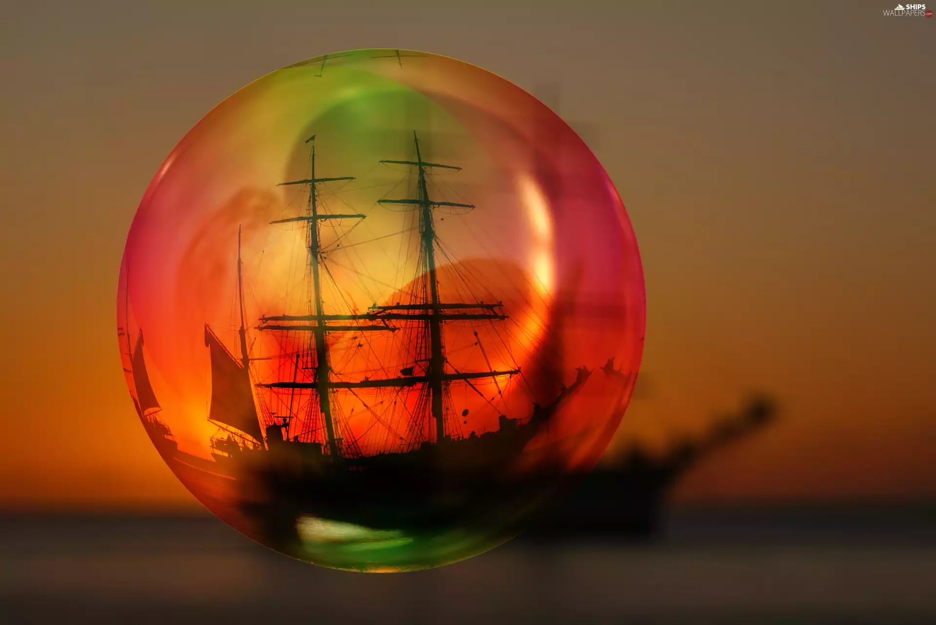 sailing vessel, bubble, soap