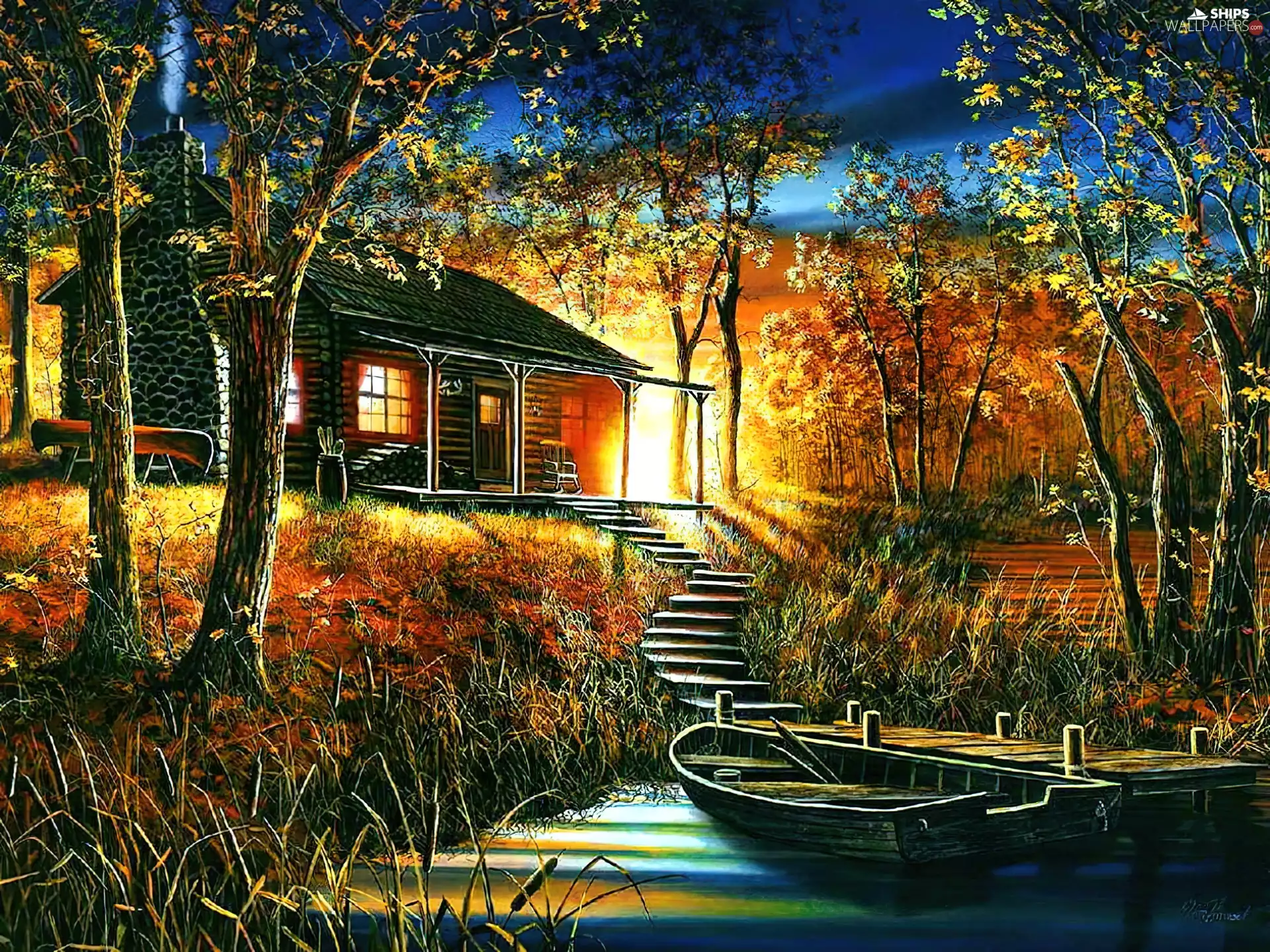 Platform, Stairs, lake, Boat, Do