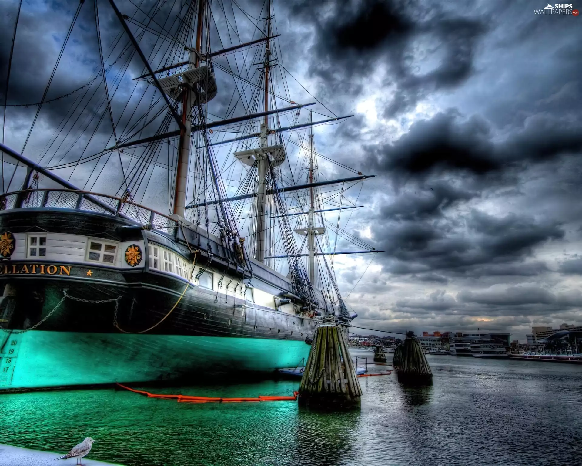 HDR, storm, Sky, sailing vessel