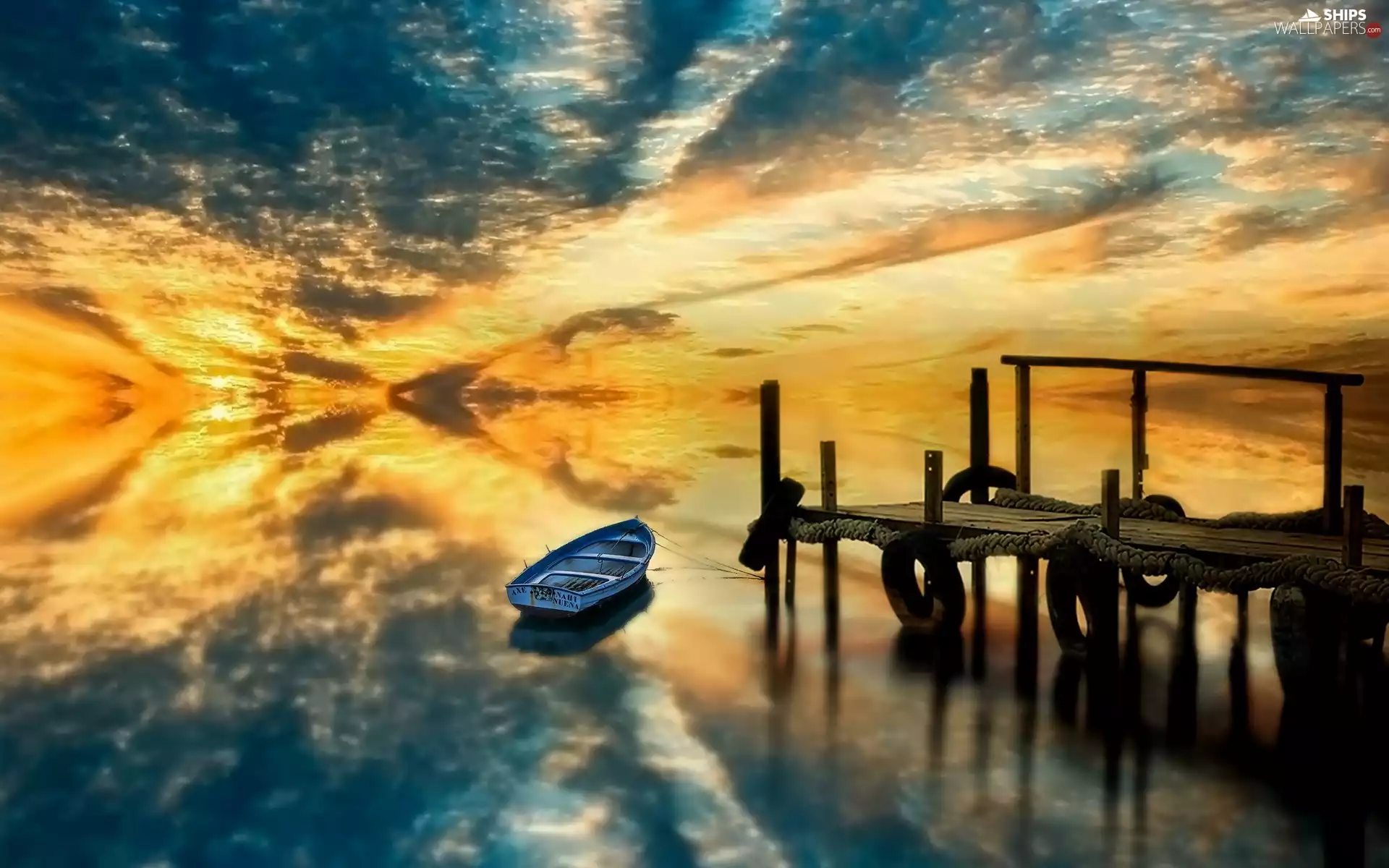 west, sun, Boat, Platform, lake