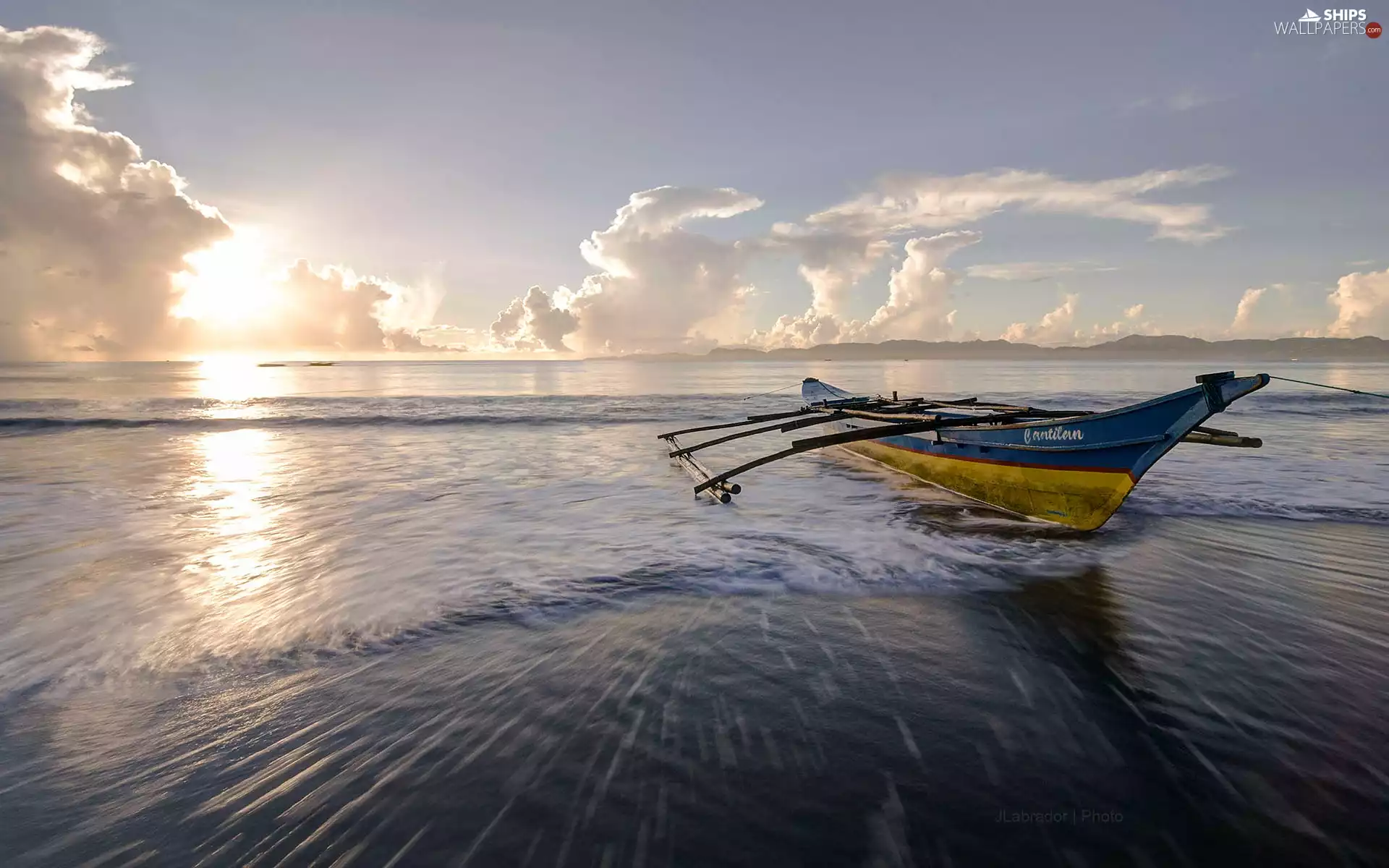 Sky, sea, rays, Sun, clouds, Boat