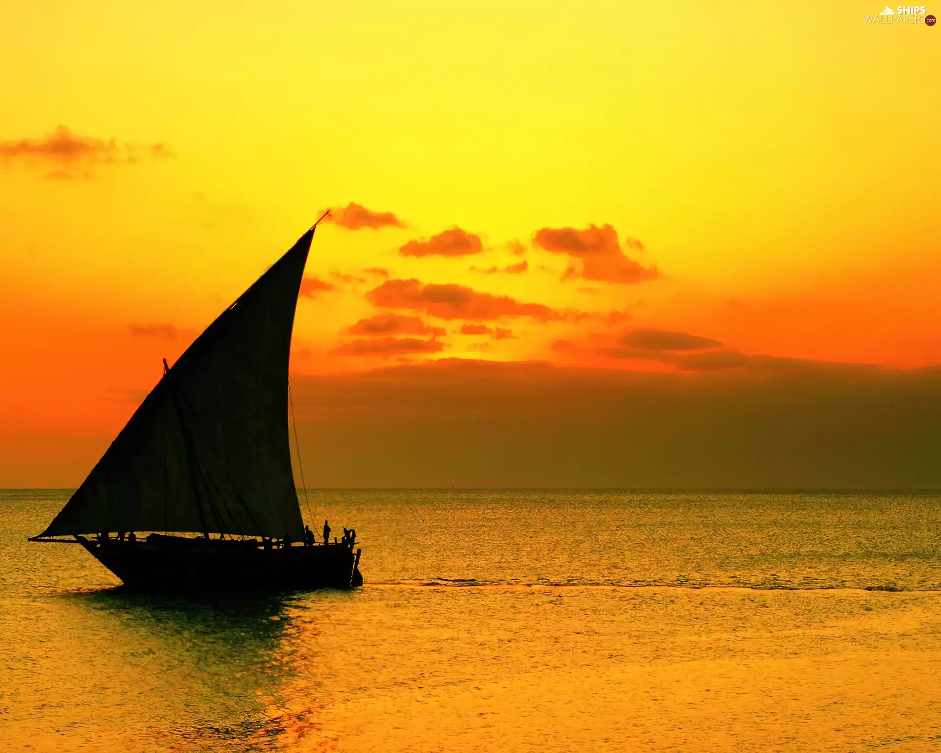 sea, sun, sailing vessel, west