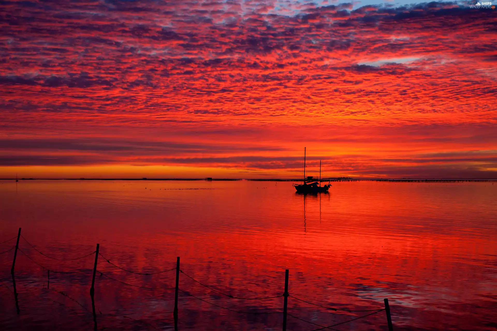 west, lake, Boats, sun