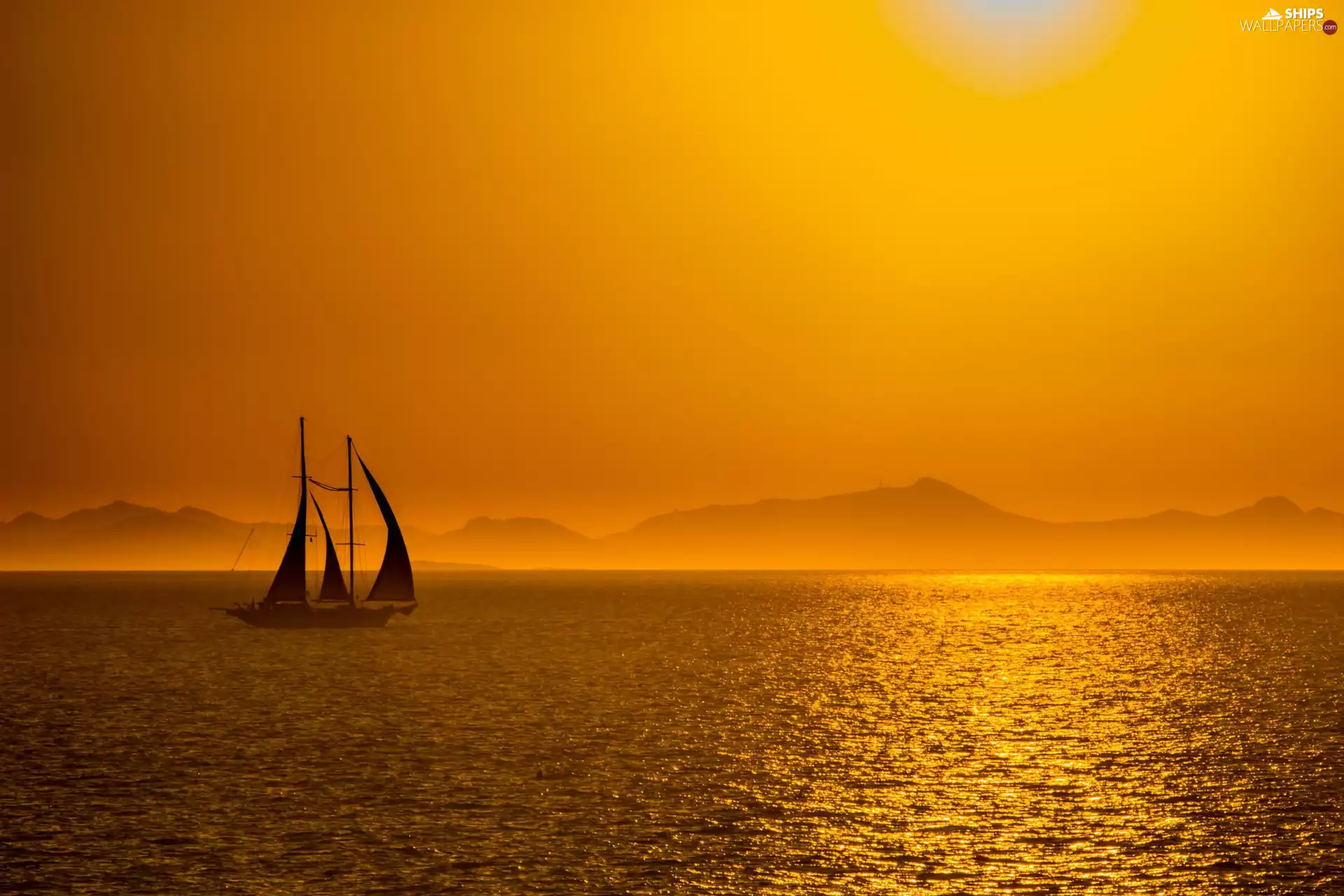 west, sea, Yacht, Sun