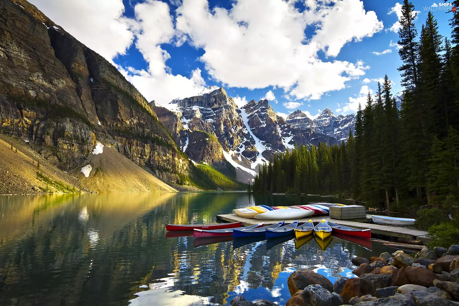 Banff National Park, Canada, Valley of the Ten Peaks, boats, Lake Moraine, Province of Alberta