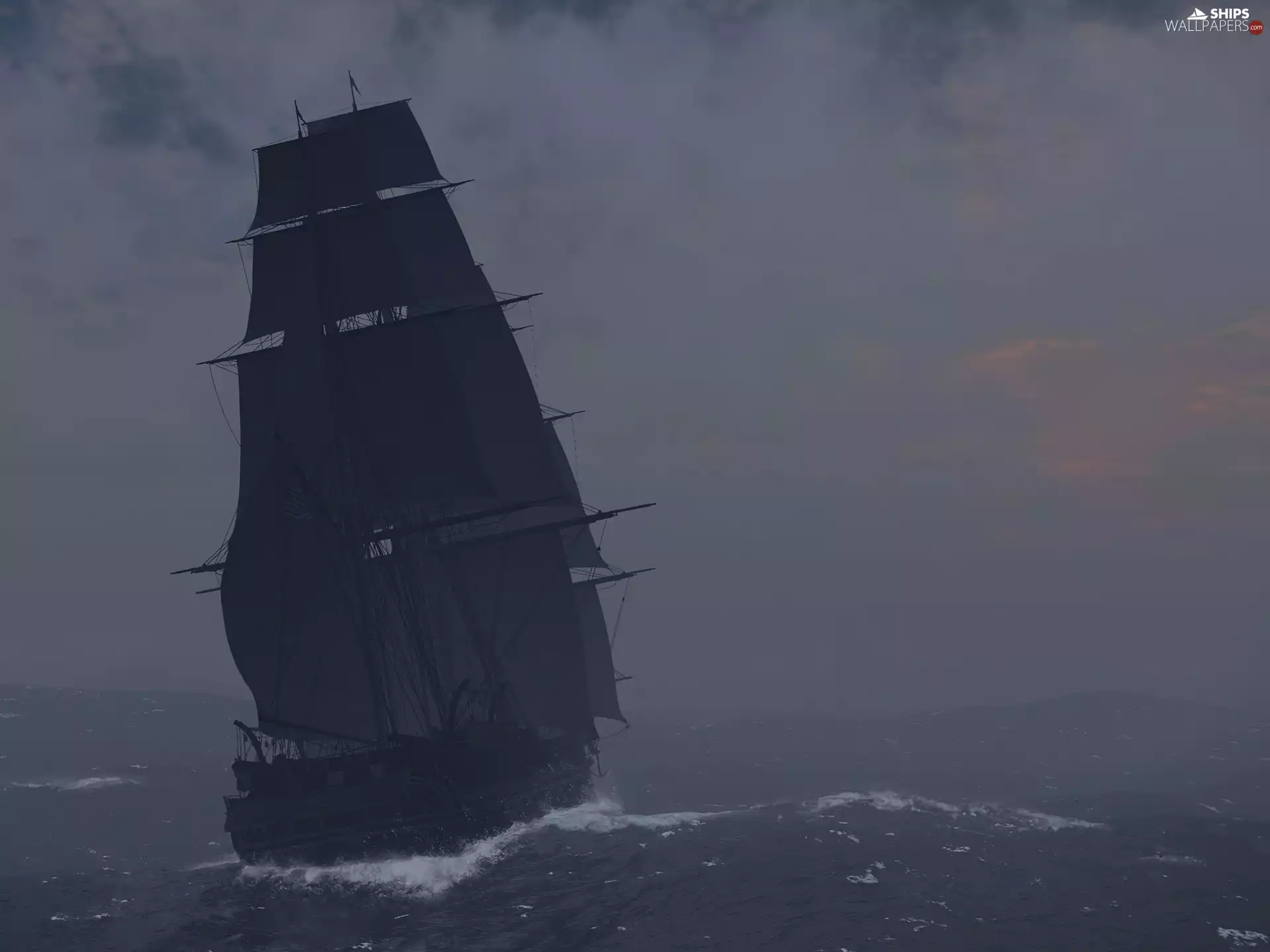 Storm, sailing vessel, tilt