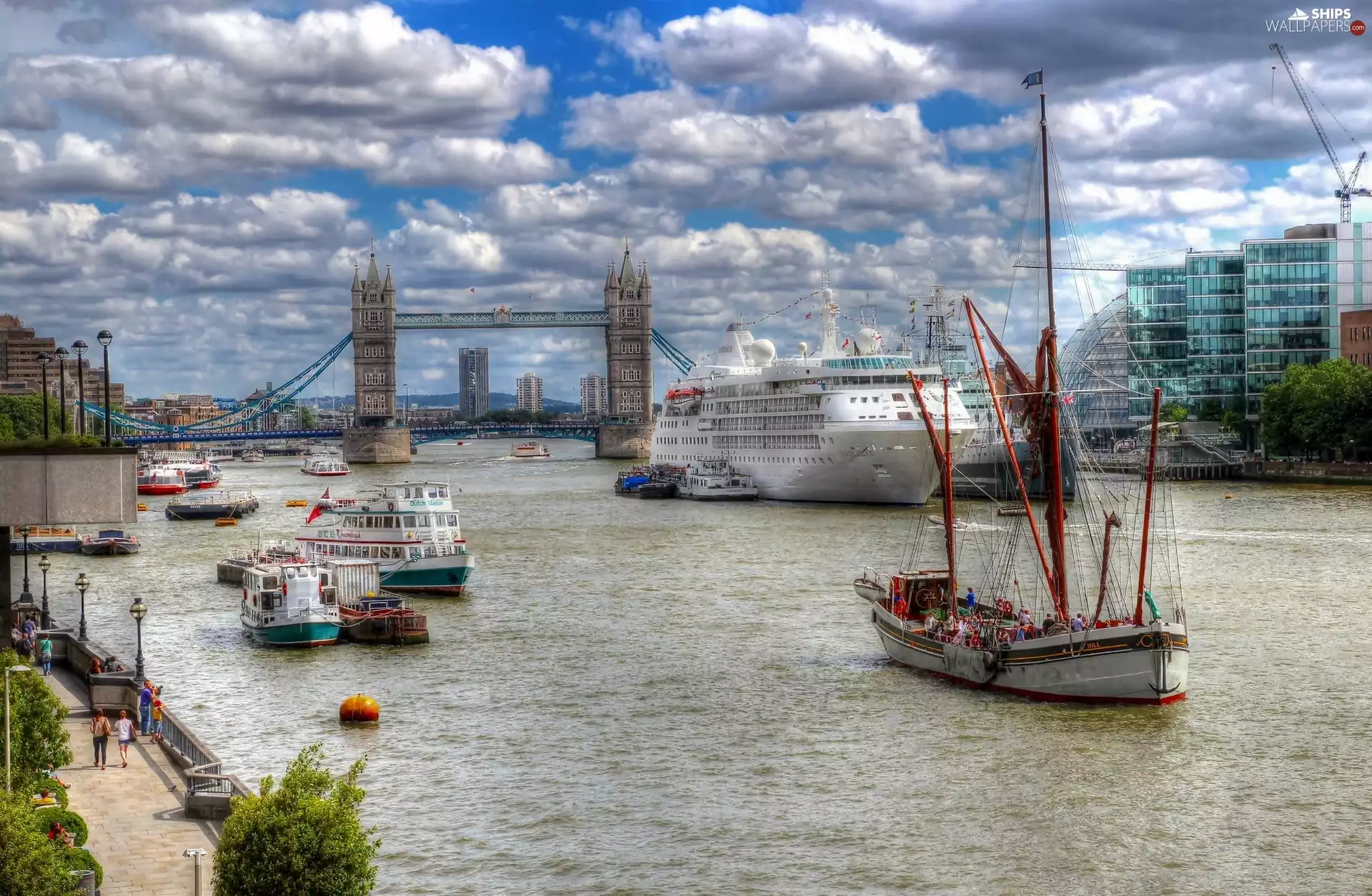 River, Tower Bridge, London, vessels