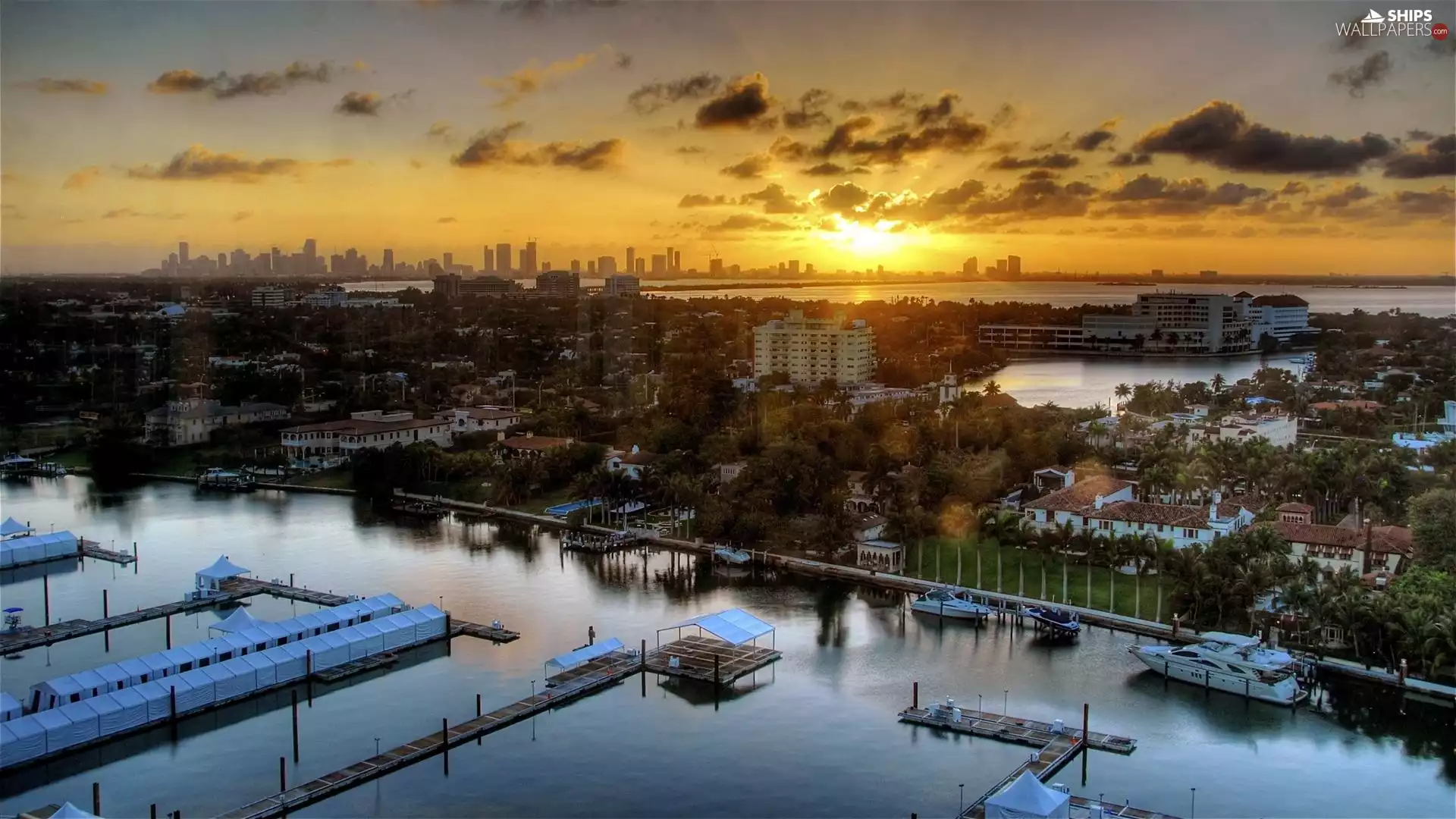 Town, The United States, Coast, Yacht, Great Sunsets, Miami