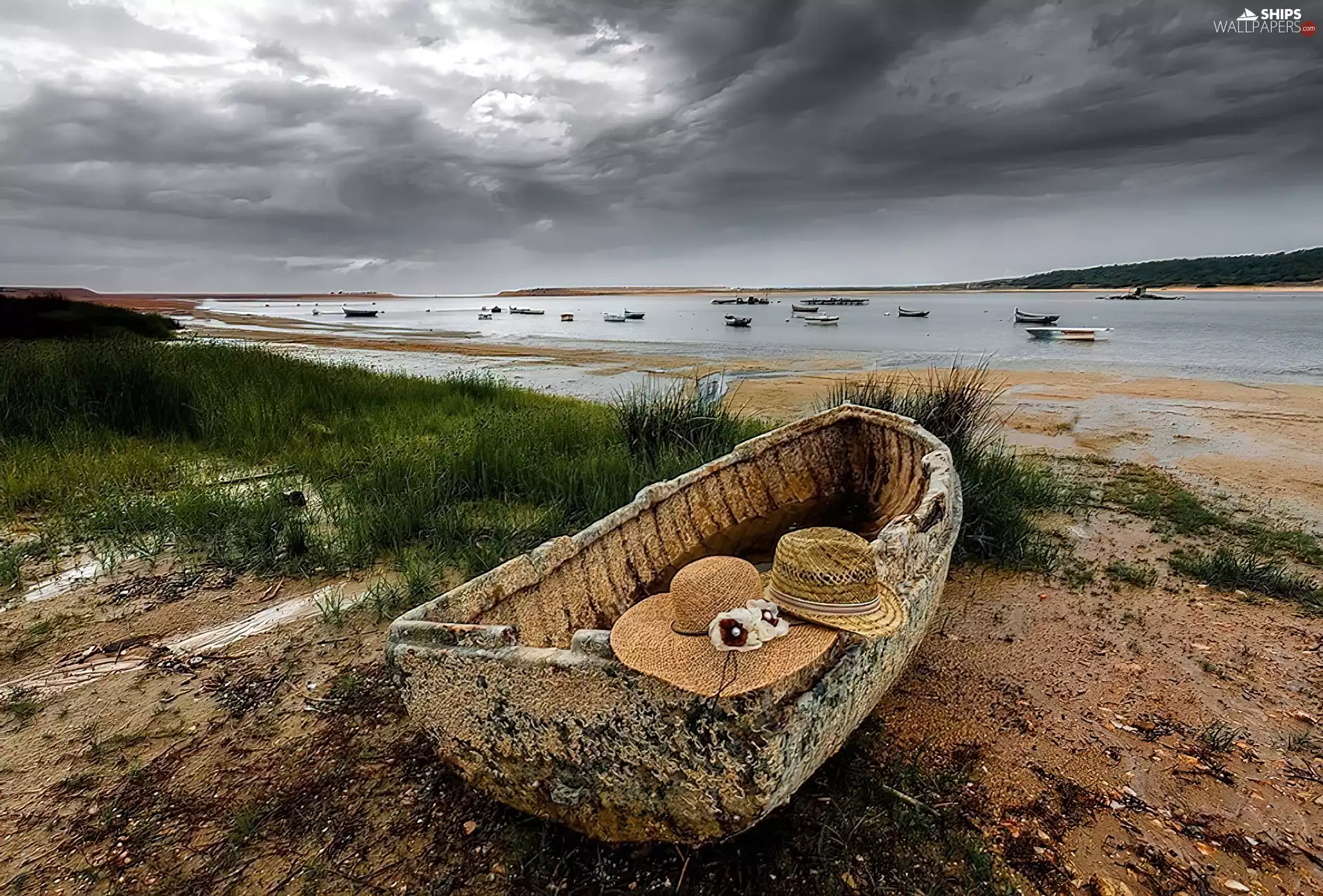 bath-tub, clouds, Beaches, sea