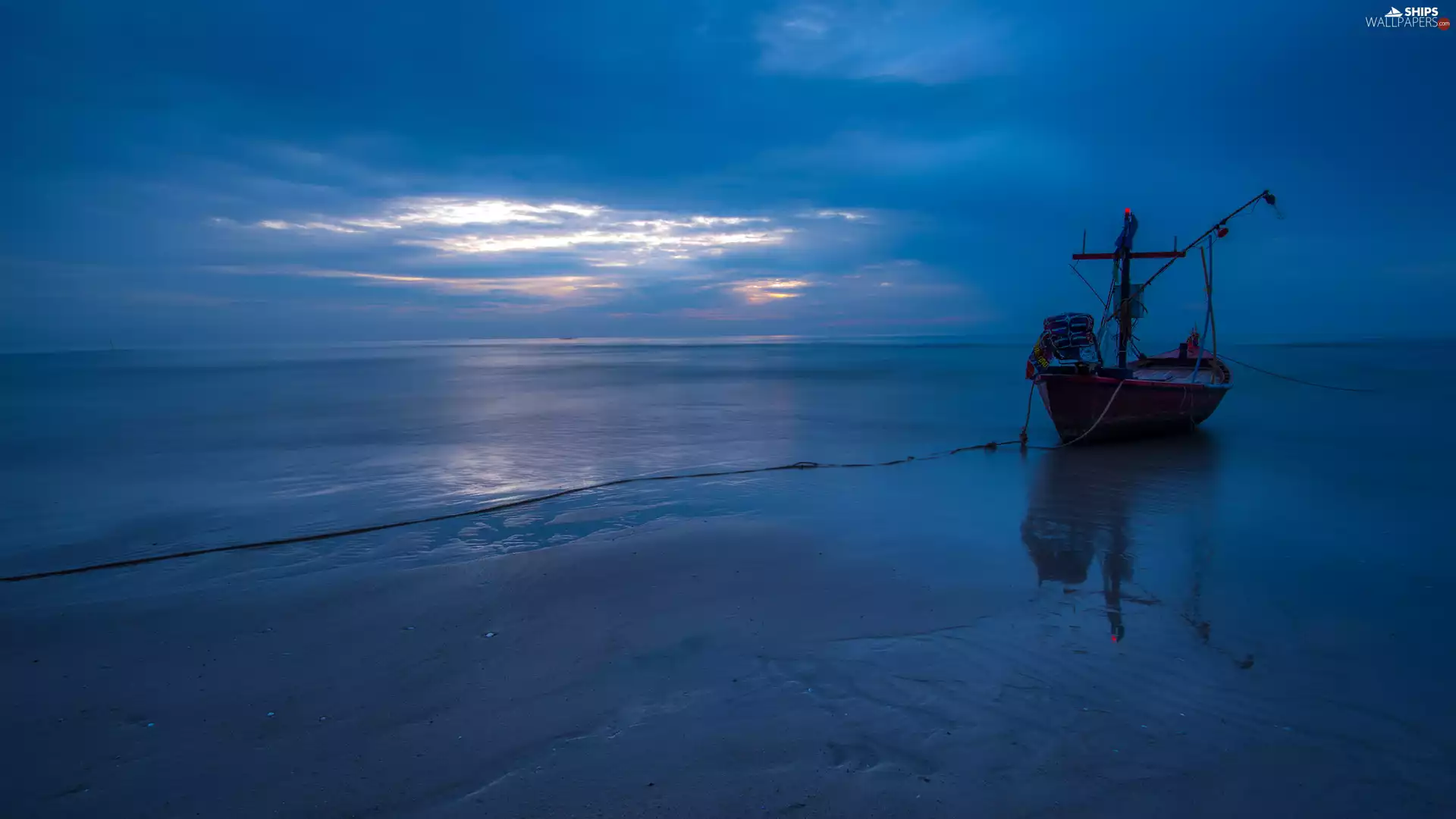 Sunrise, sea, bath-tub, Beaches, Thailand