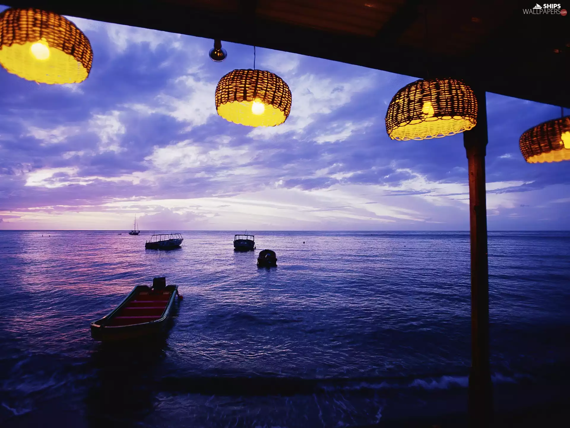 twilight, sea, boats