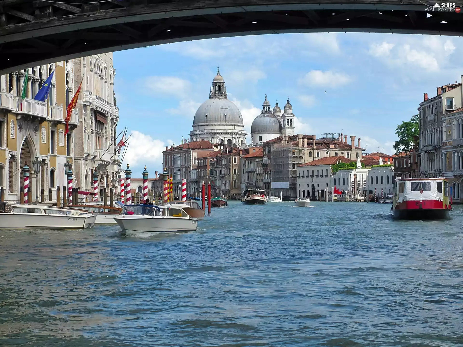 Boats, Canal, fragment, Venice, Yachts, Grande