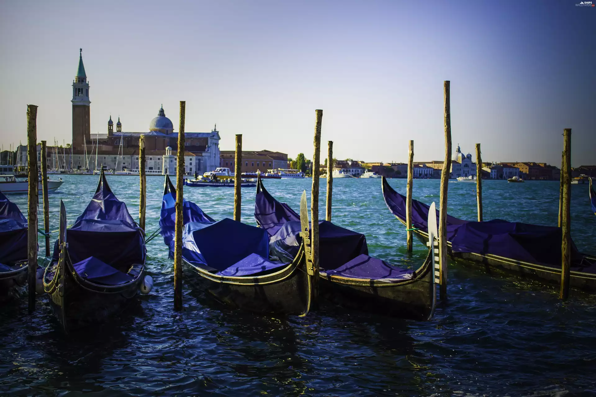 Italy, Gondolas, boats, Venice