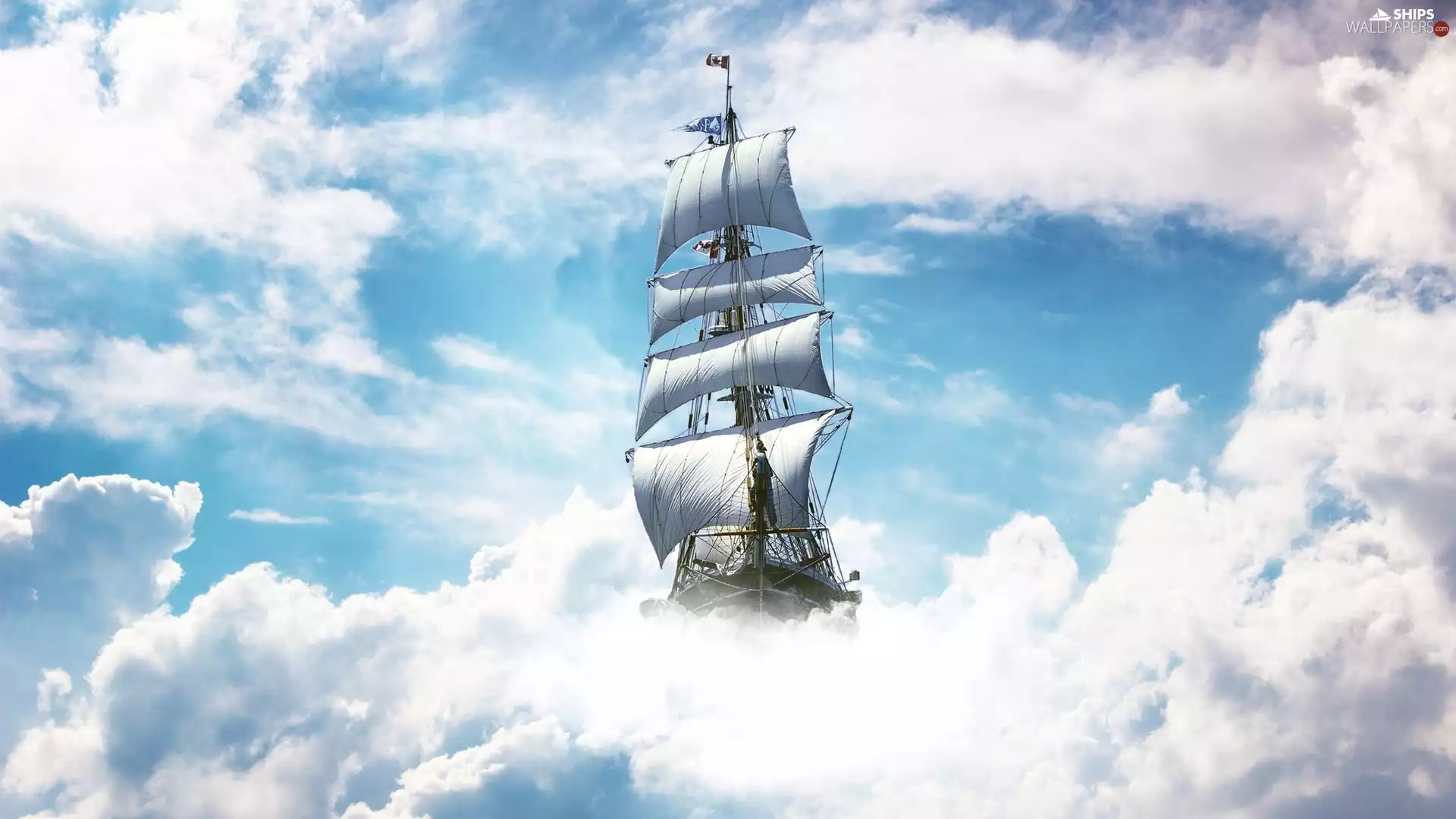 clouds, Ship, sailing vessel
