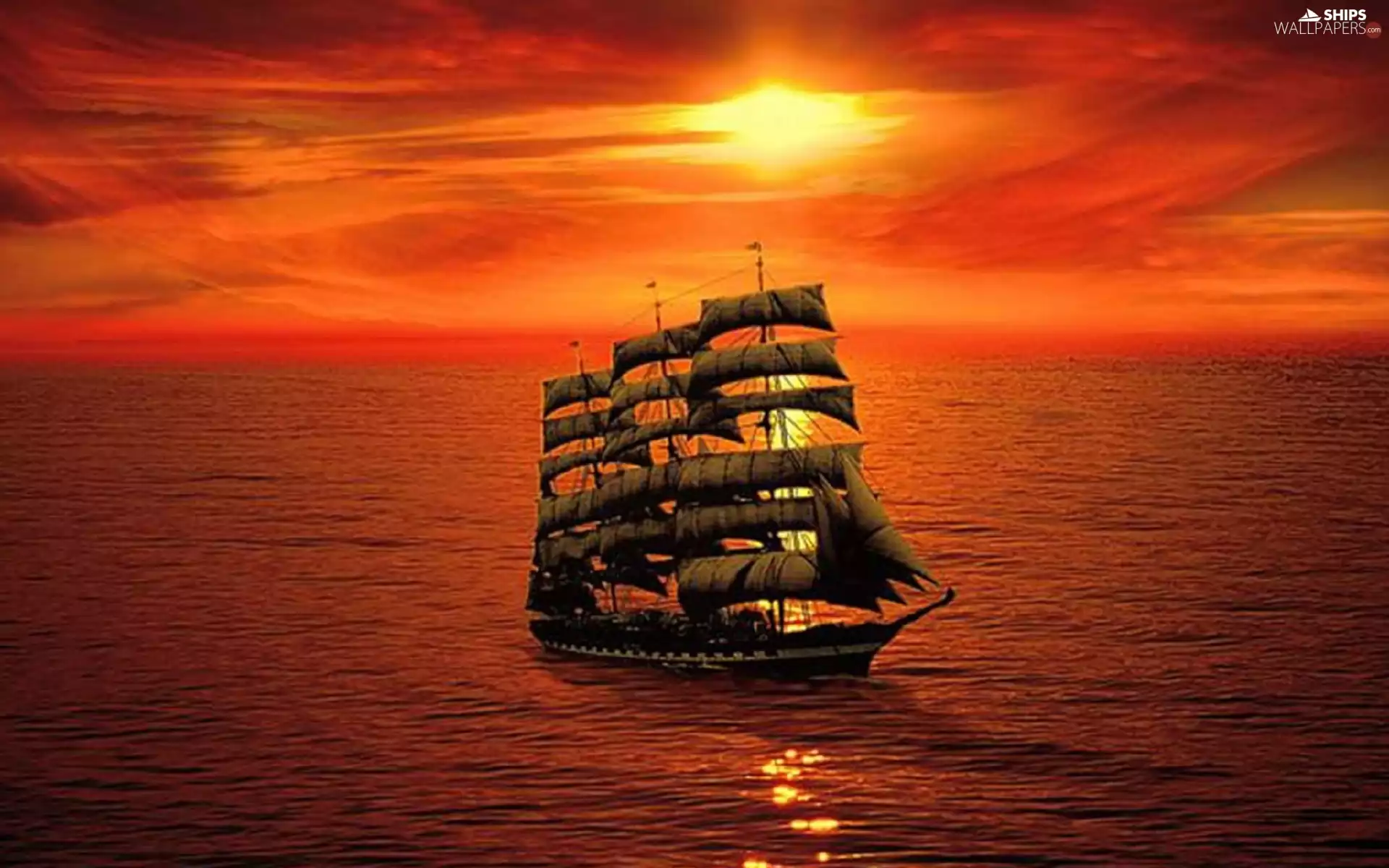 sailing vessel, Great Sunsets, sea
