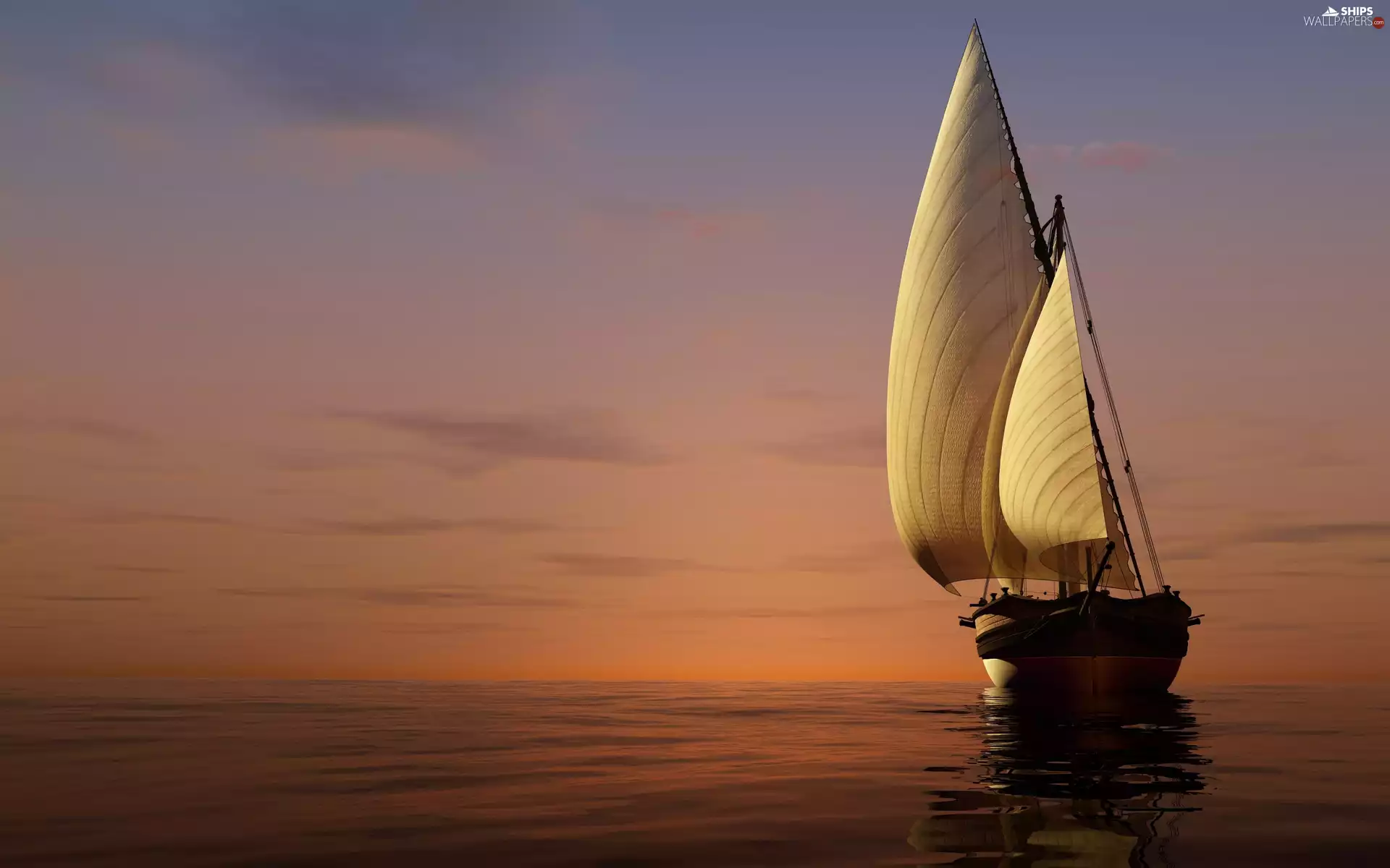 sailing vessel, sails, sea, developed