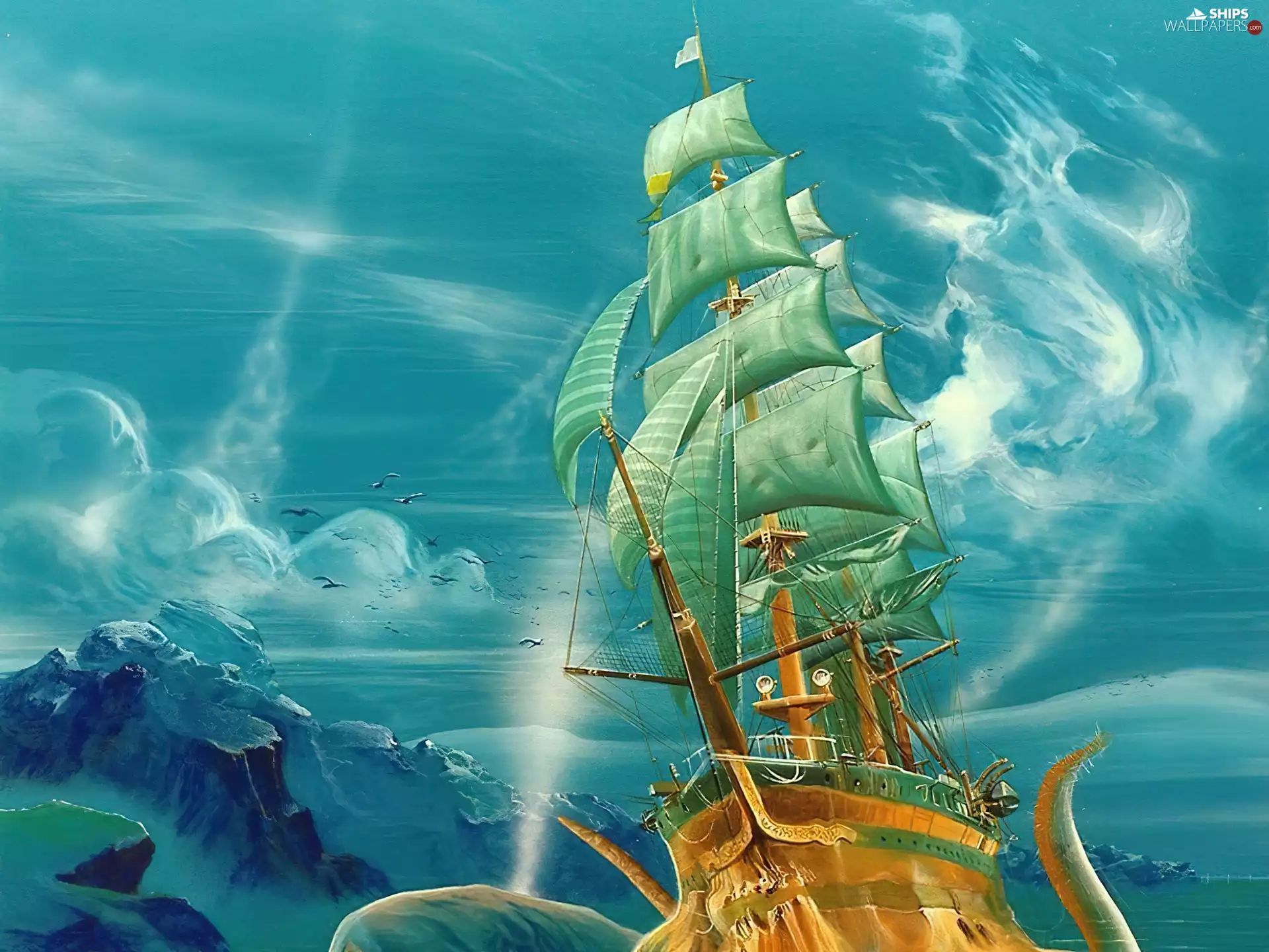 sea, picture, sailing vessel