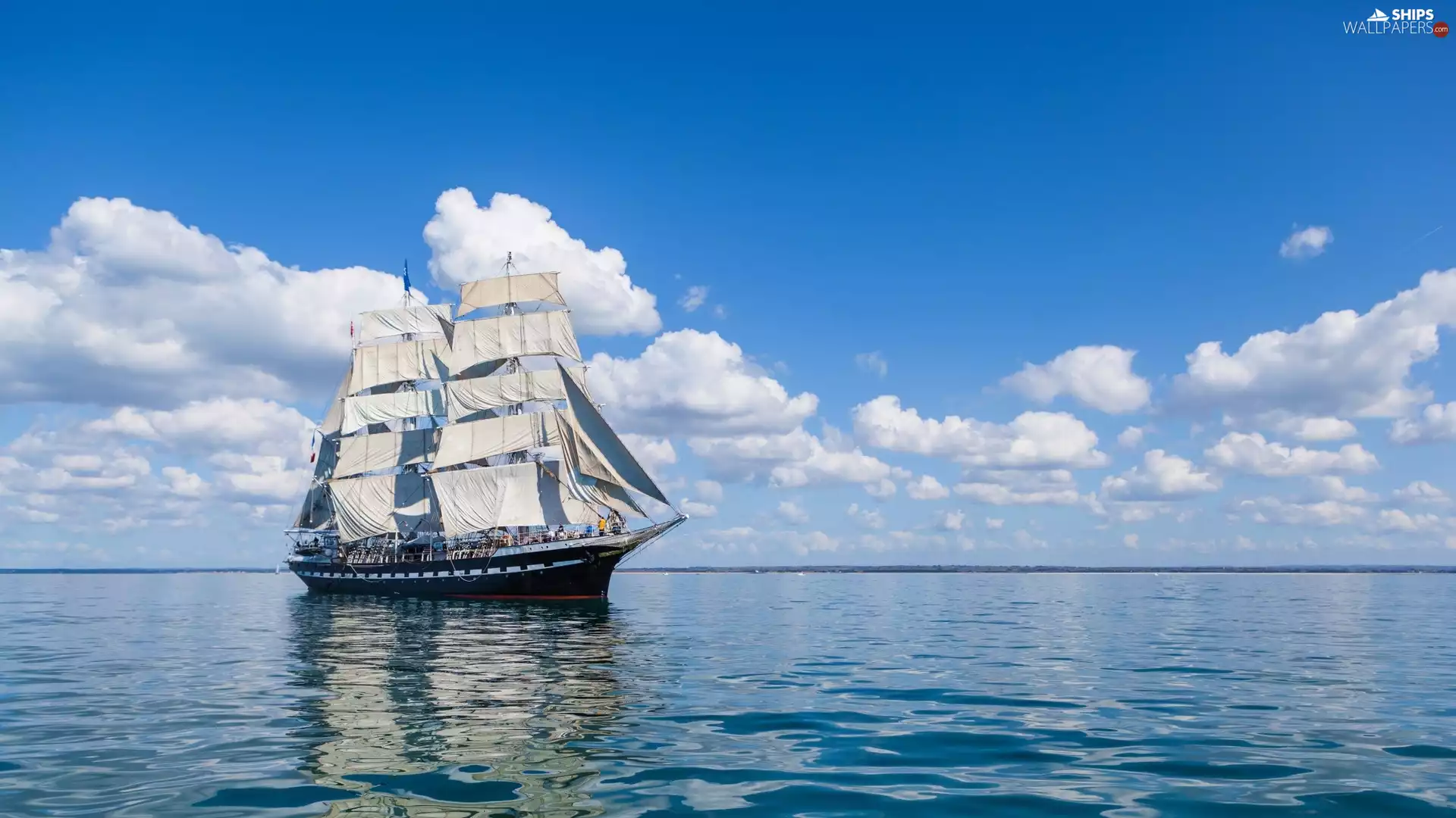 sailing vessel, Sky, clouds, sea