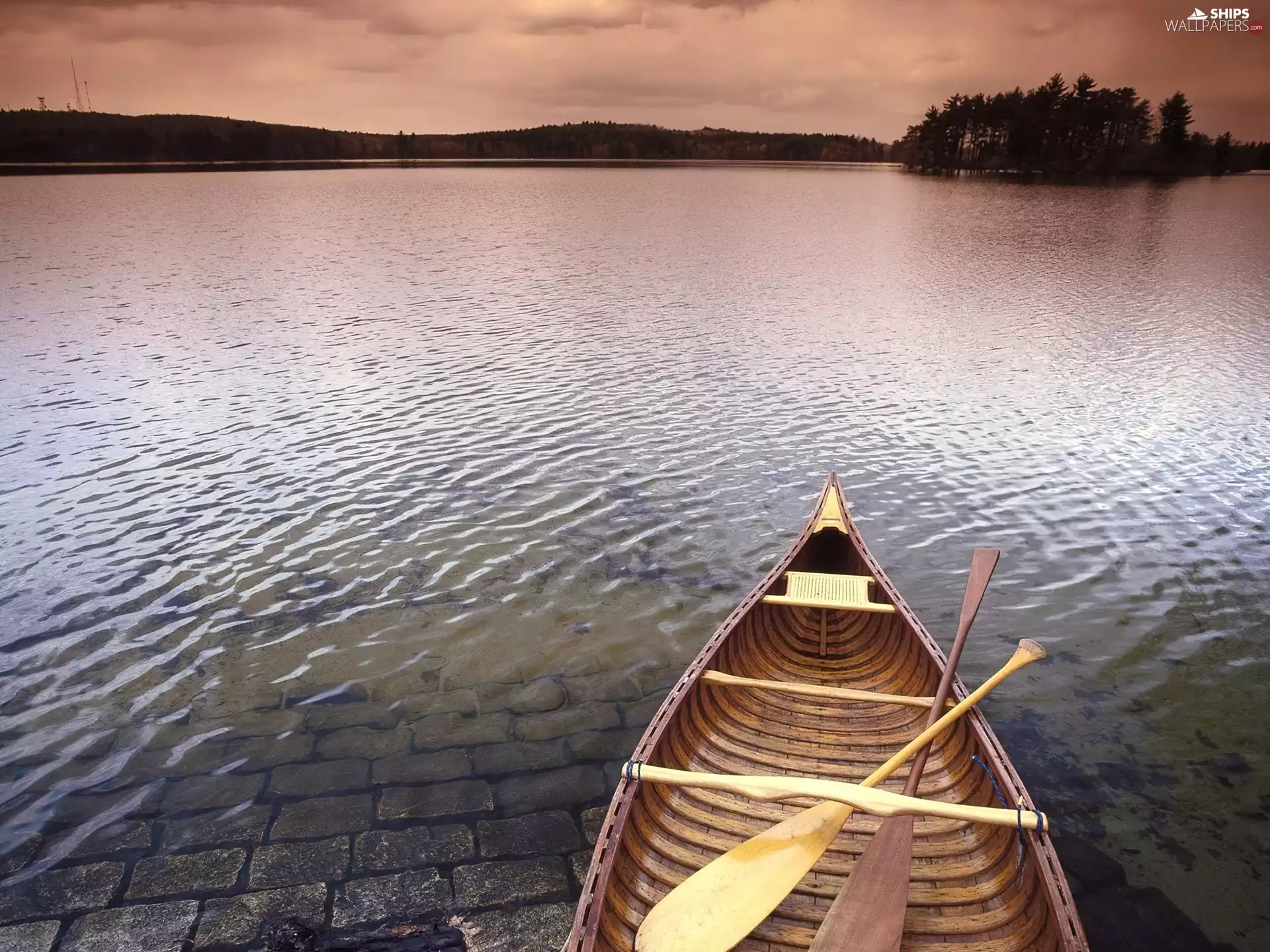 trees, lake, Boat, viewes