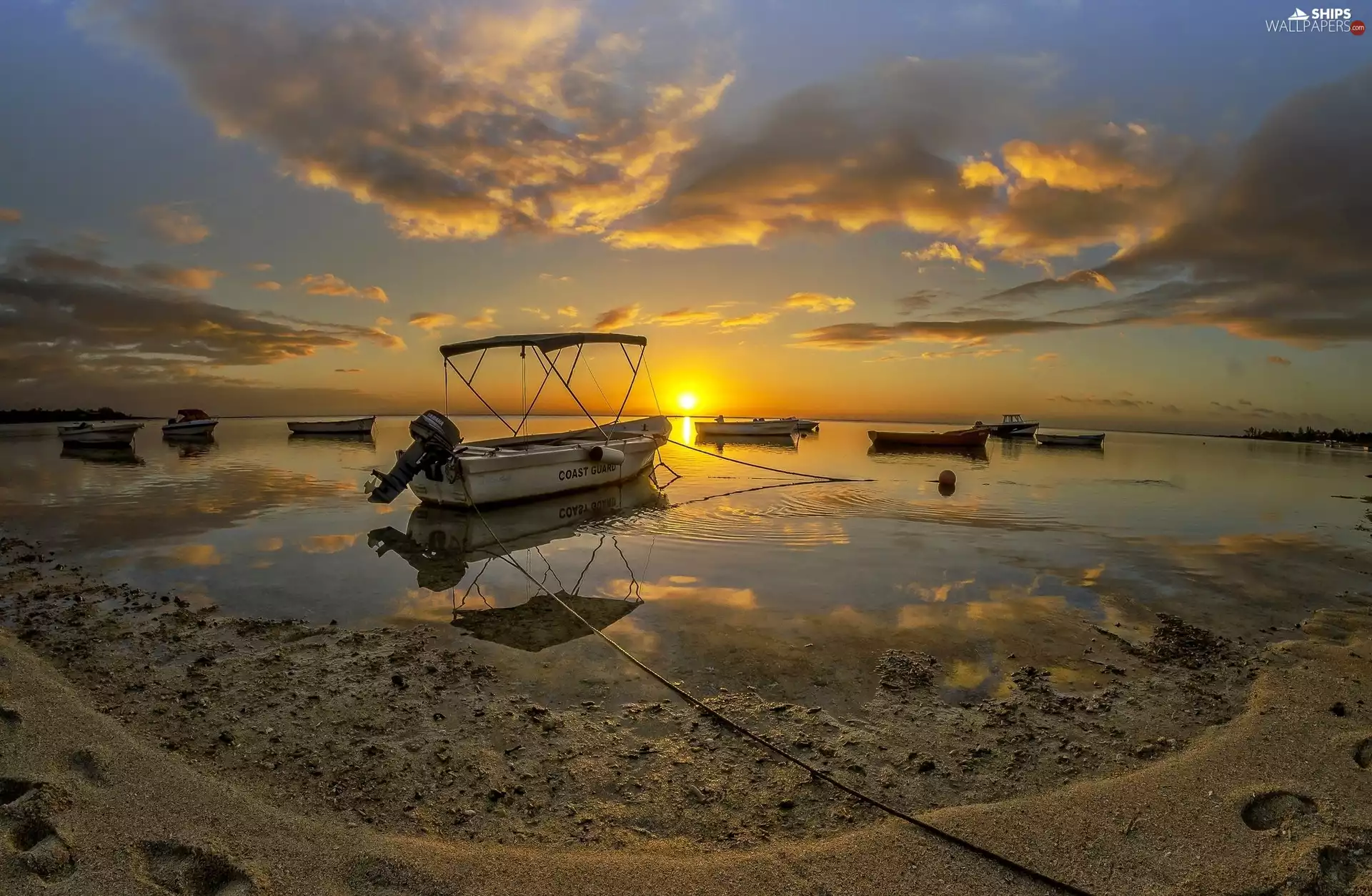 lake, sun, vessels, west