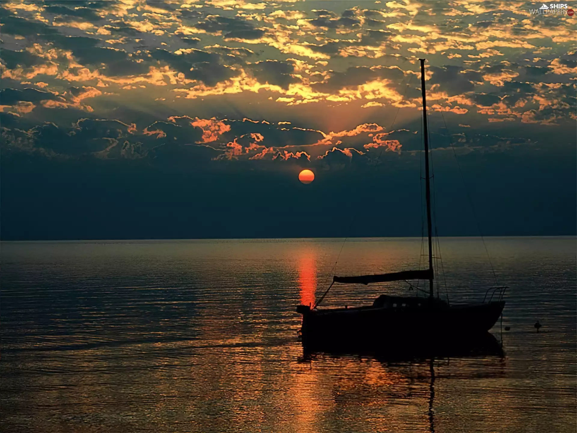 sea, sun, Yacht, west