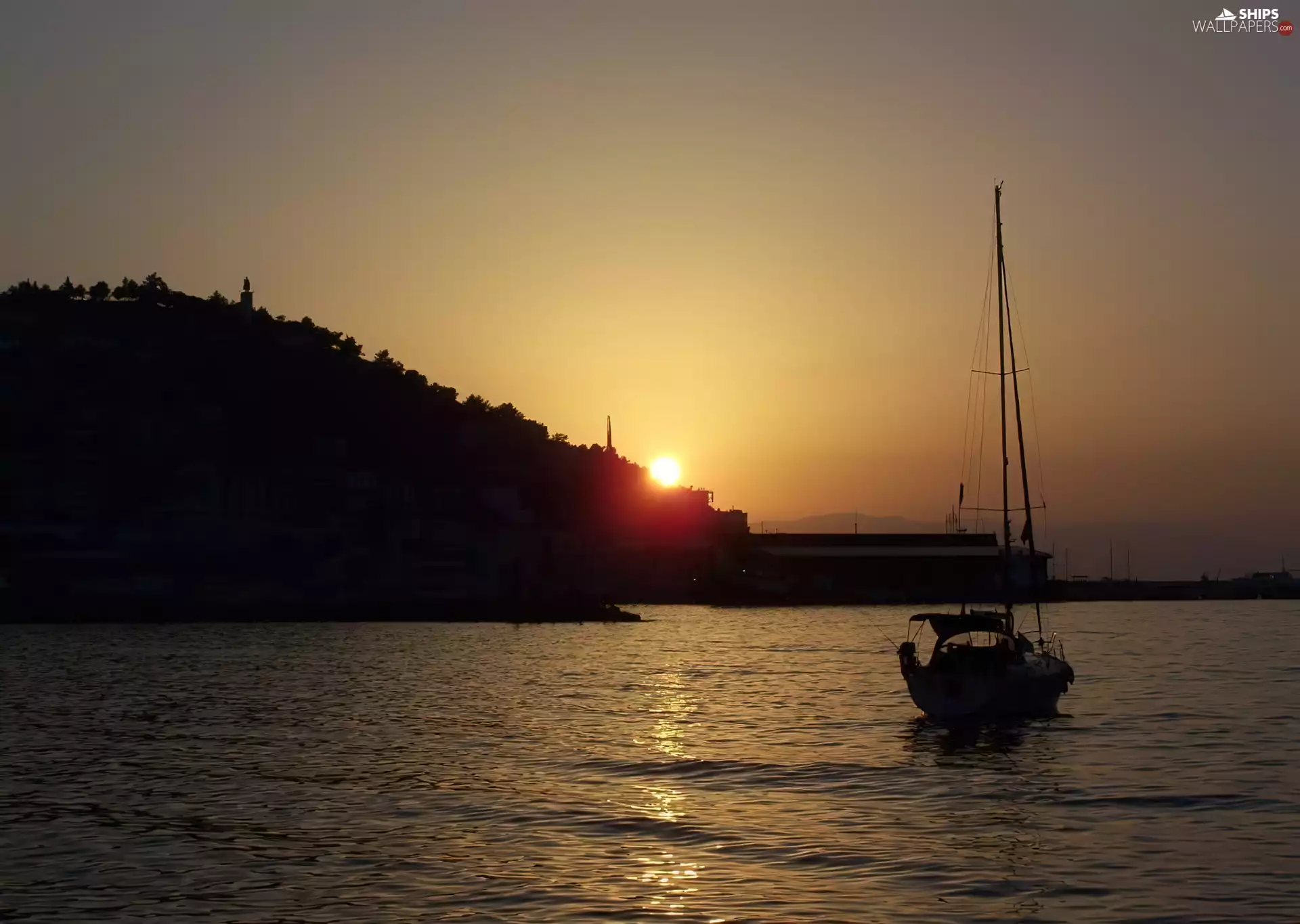 sea, sun, Yacht, west