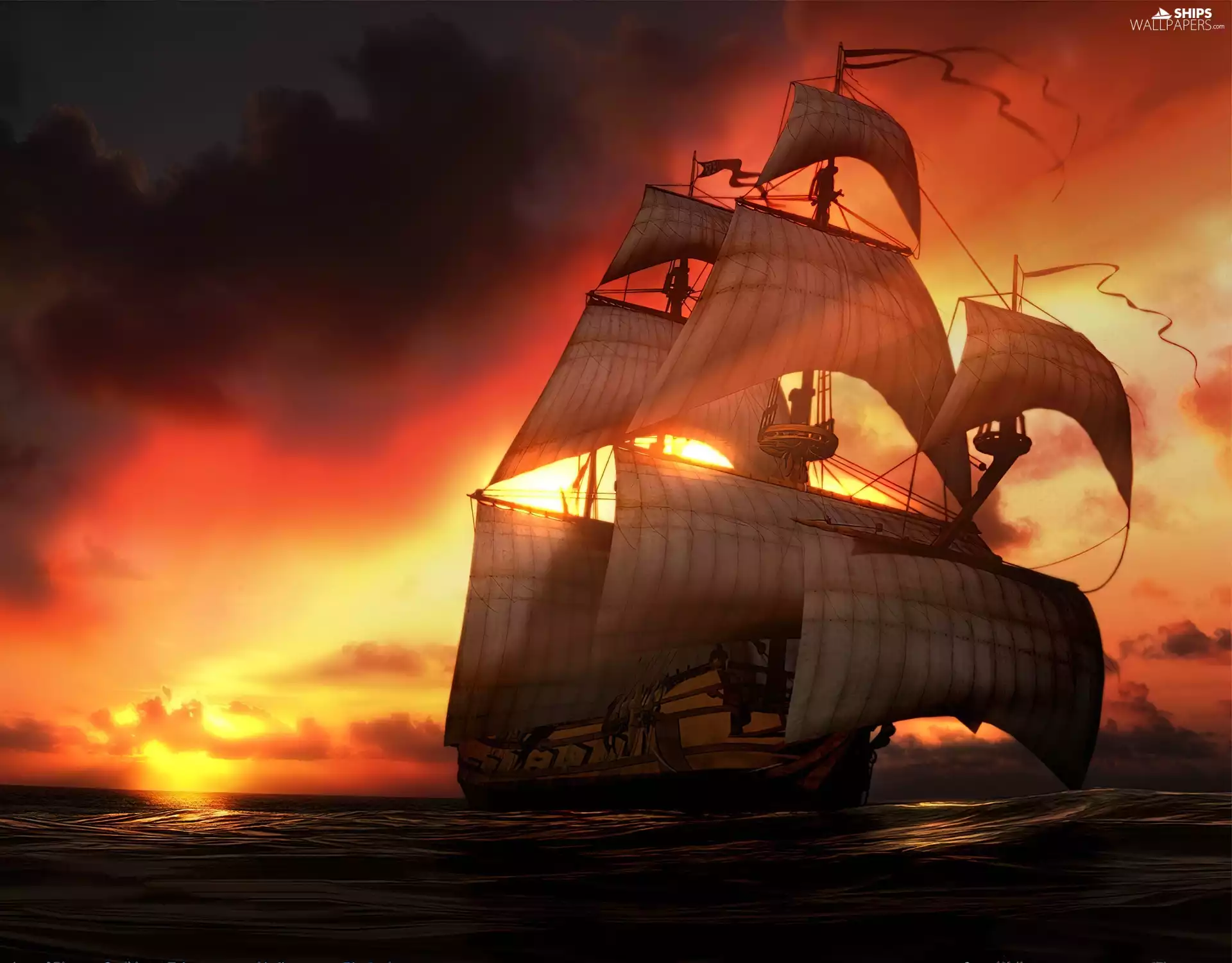 sea, west, sun, sailing vessel